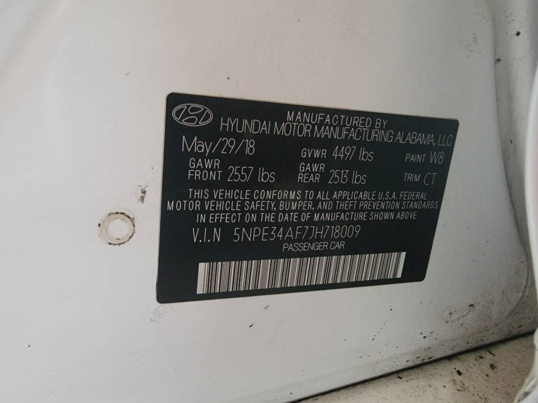 2018 HYUNDAI SONATA — 96461 Miles — Lot H718009 — Souq - Marhaba Auctions Used Cars - Image 10