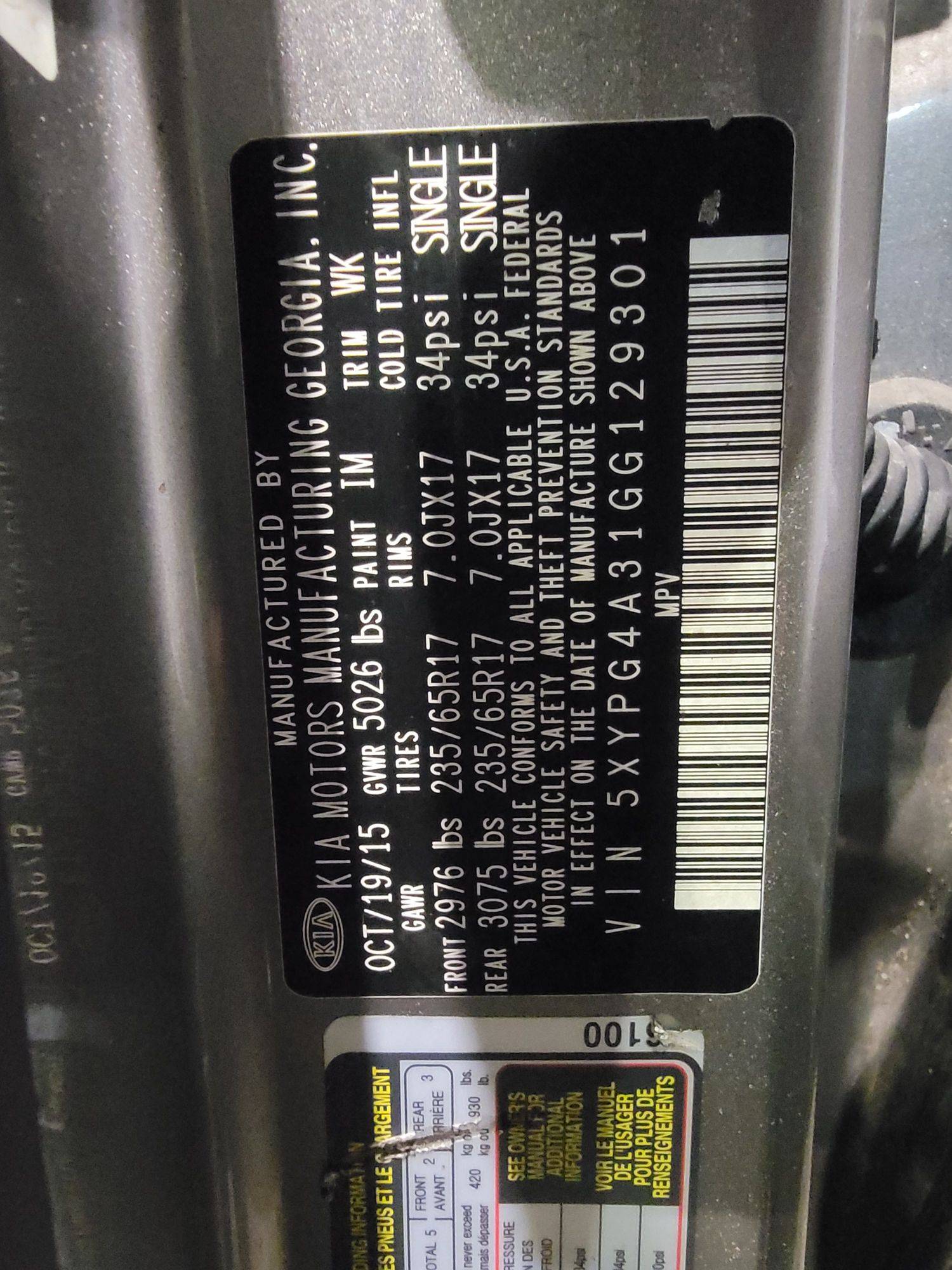 KIA SORENTO 2016 - Marhaba Auction Used Cars - Image 9