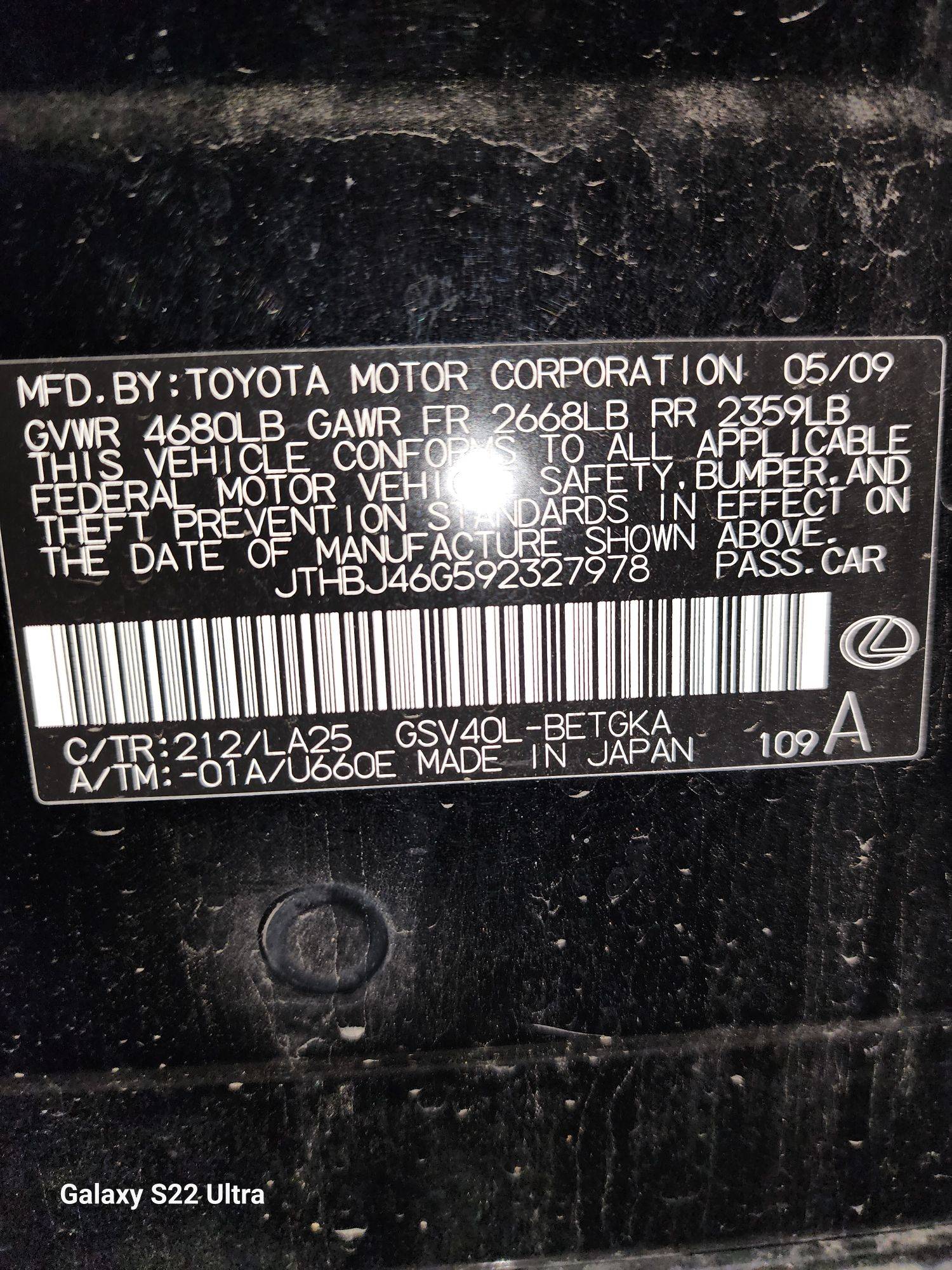 2009 LEXUS ES 350 — 198133 Miles — Lot 40401654 - Marhaba Auctions Used Cars - Image 7