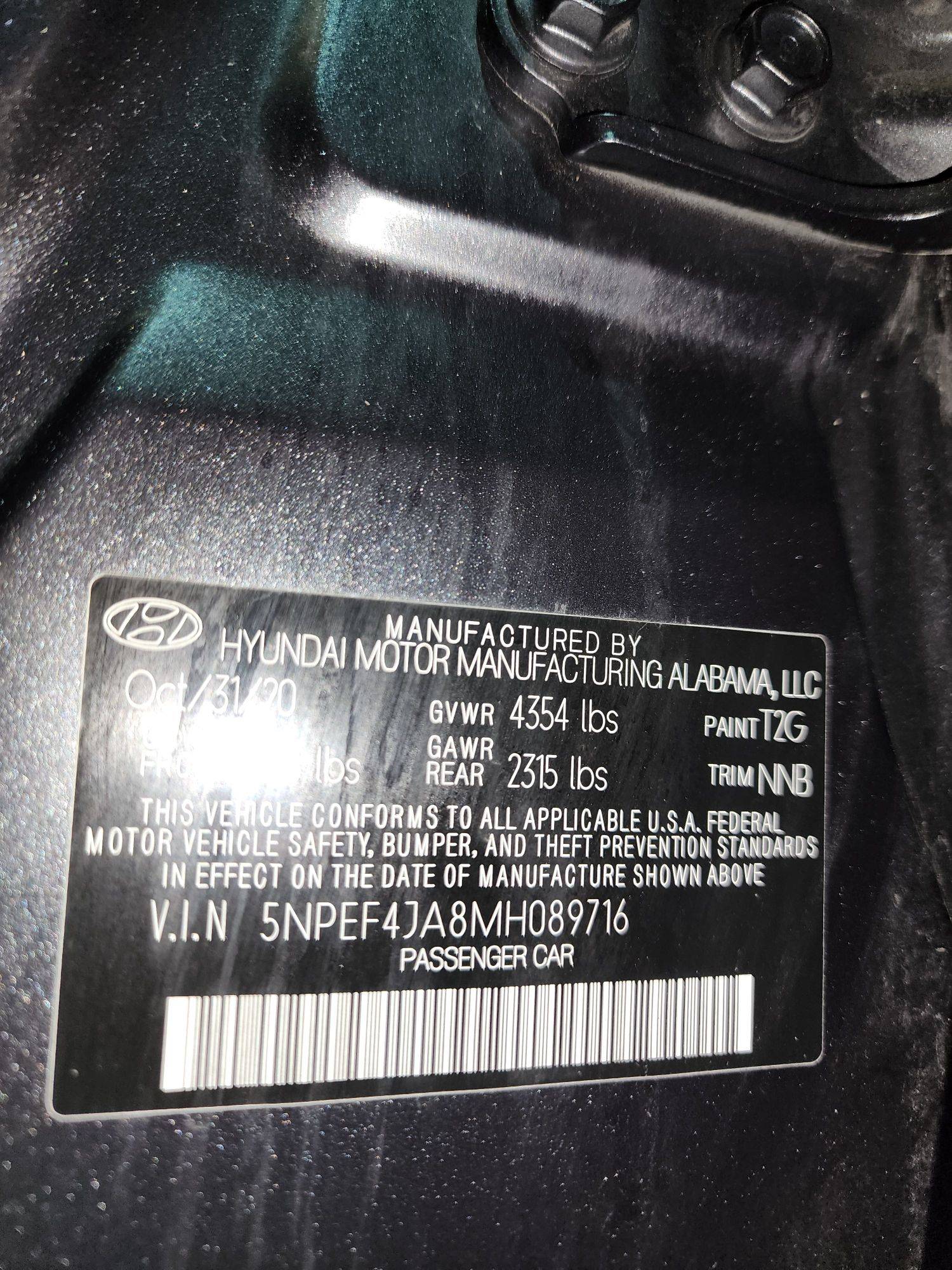 2021 HYUNDAI SONATA — 100315 Miles — Lot 089716 — Souq - Marhaba Auctions Used Cars - Image 12