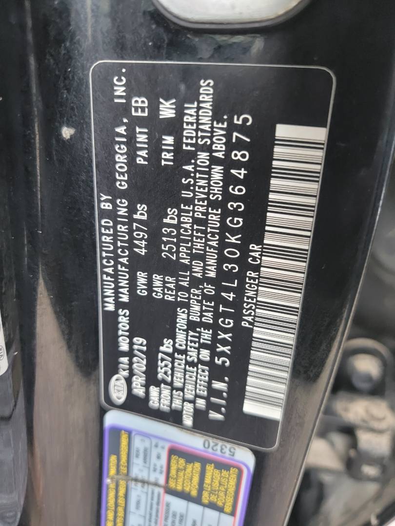 2019 KIA OPTIMA — 111223 Miles — Lot KG364875 — Souq - Marhaba Auctions Used Cars - Image 8
