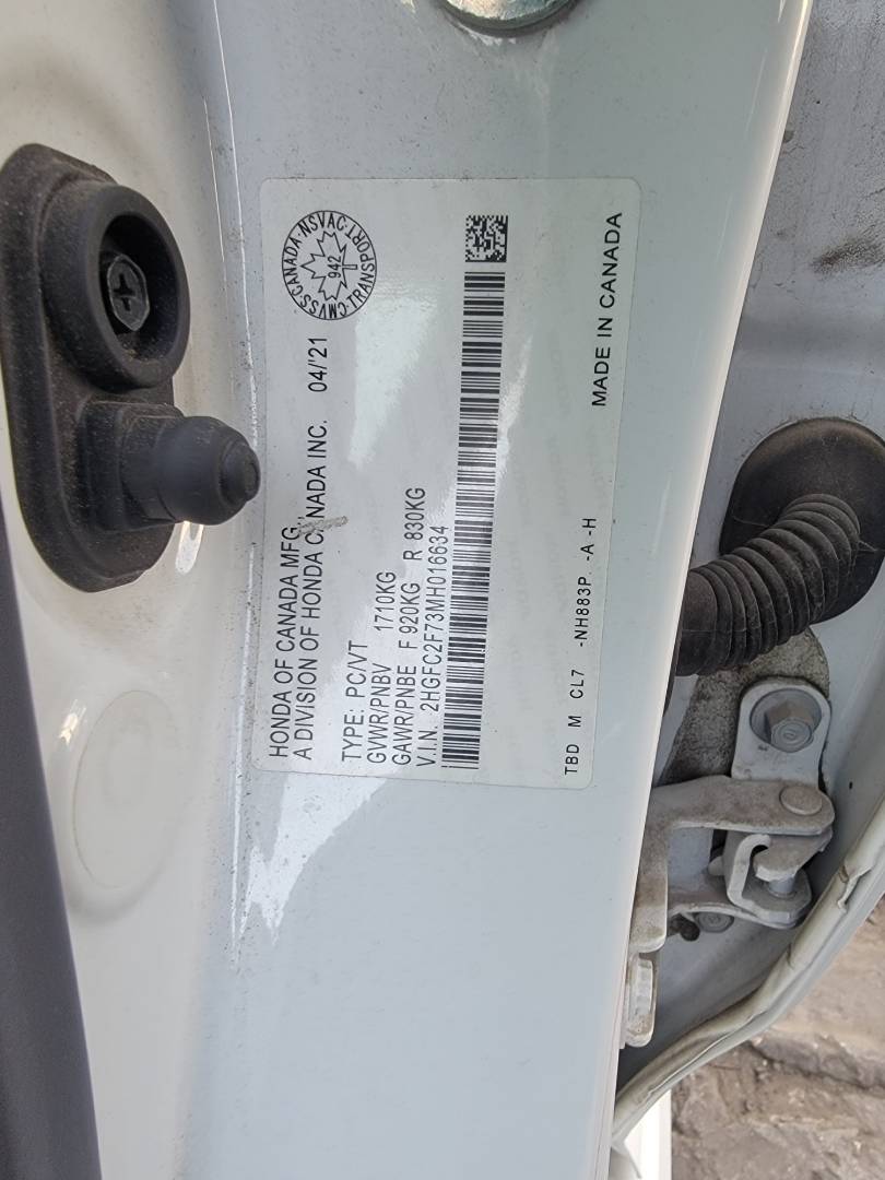 2021 HONDA CIVIC — 114941 KM — Lot H016634 — Main - Marhaba Auctions Used Cars - Image 9