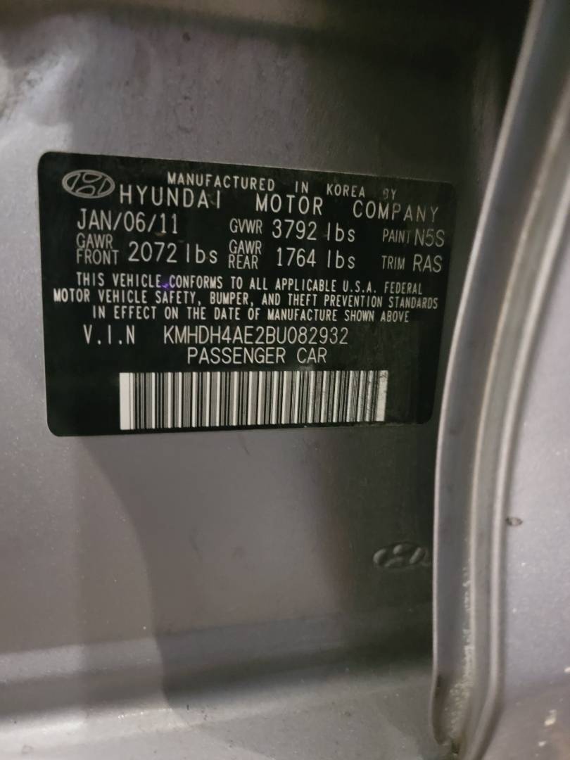 2011 HYUNDAI ELANTRA — 172889 Miles — Lot 082932 — Main - Marhaba Auctions Used Cars - Image 10