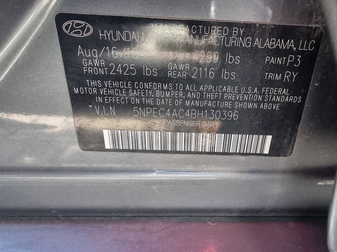 2011 HYUNDAI SONATA — 102735 Miles — Lot H130396 — Ind. 12 - Marhaba Auctions Used Cars - Image 8
