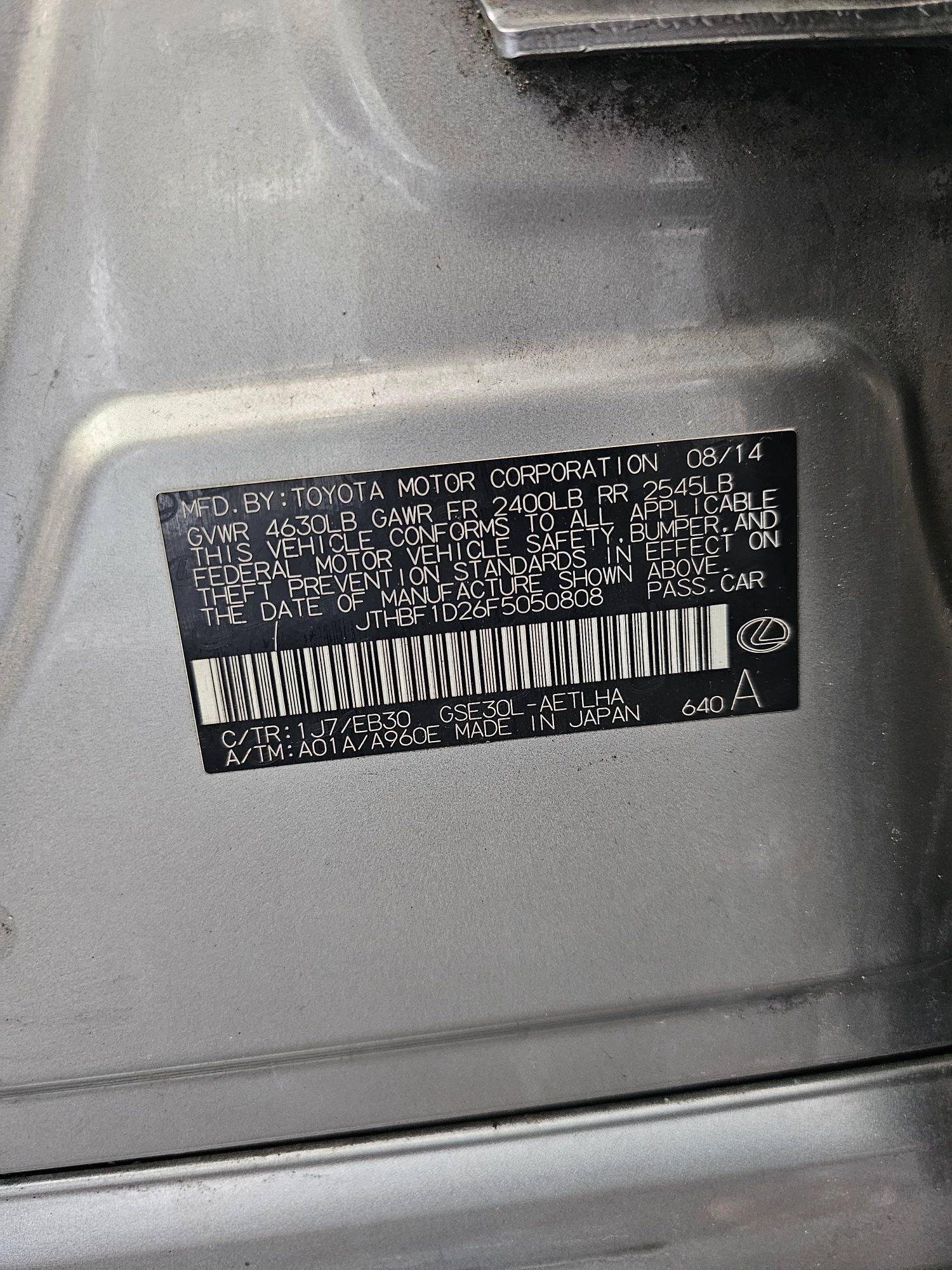 2015 LEXUS IS 250 — 178435 Miles — Lot F5050808 — Main - Marhaba Auctions Used Cars - Image 9