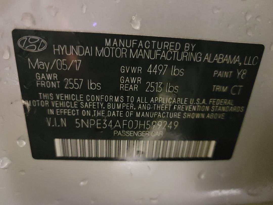 2018 HYUNDAI SONATA — 102025 Miles — Lot 599249 - Marhaba Auctions Used Cars - Image 11
