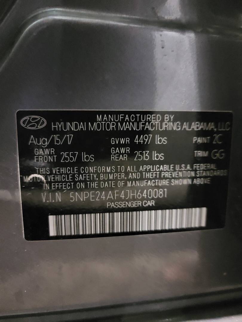 2018 HYUNDAI SONATA — 58026 Miles — Lot 640081 — Main - Marhaba Auctions Used Cars - Image 10