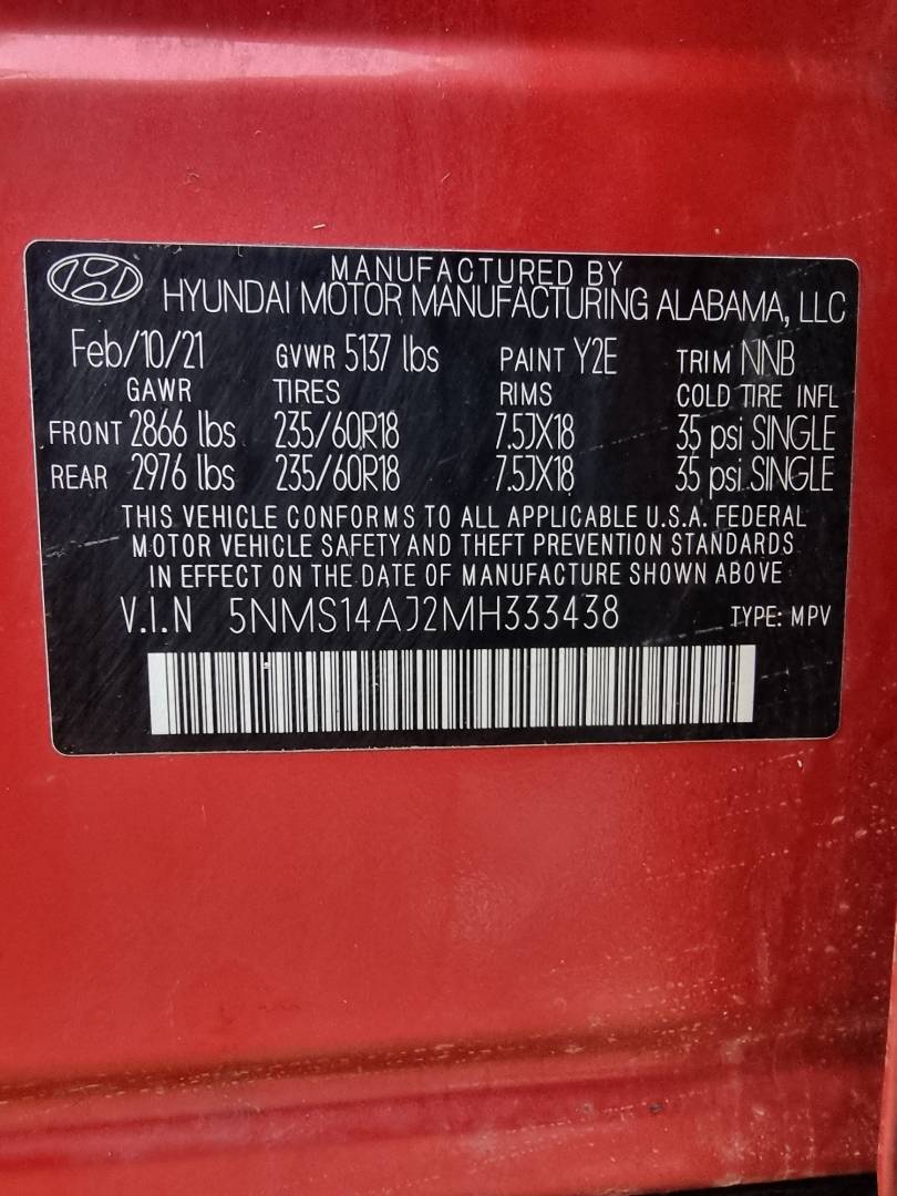 2021 HYUNDAI SANTA FE — 70558 Miles — Lot MH333438 — Main - Marhaba Auctions Used Cars - Image 9