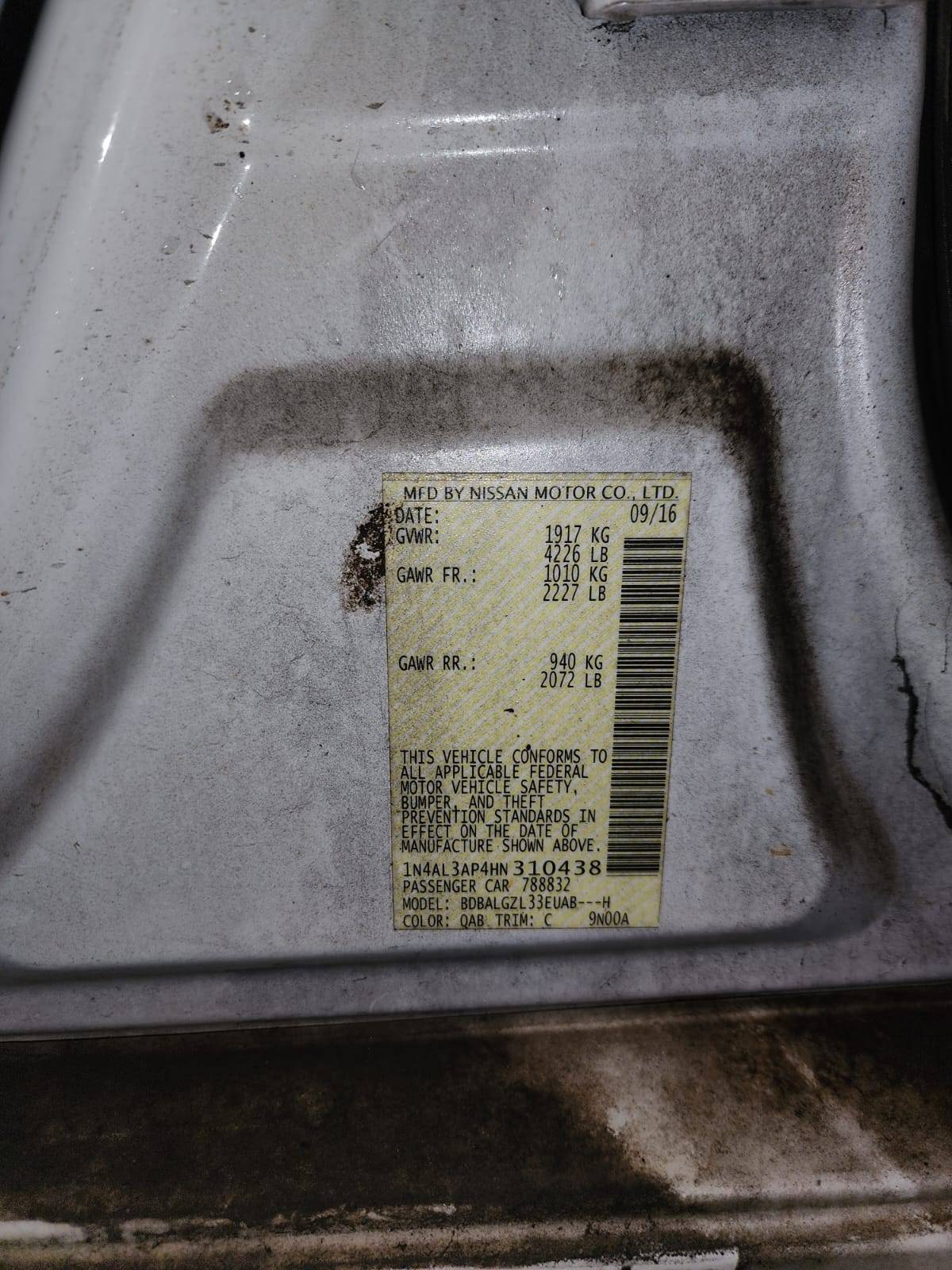 2017 NISSAN ALTIMA — 163348 Miles — Lot 98376605 — Al Sajaa - Marhaba Auctions Used Cars - Image 7