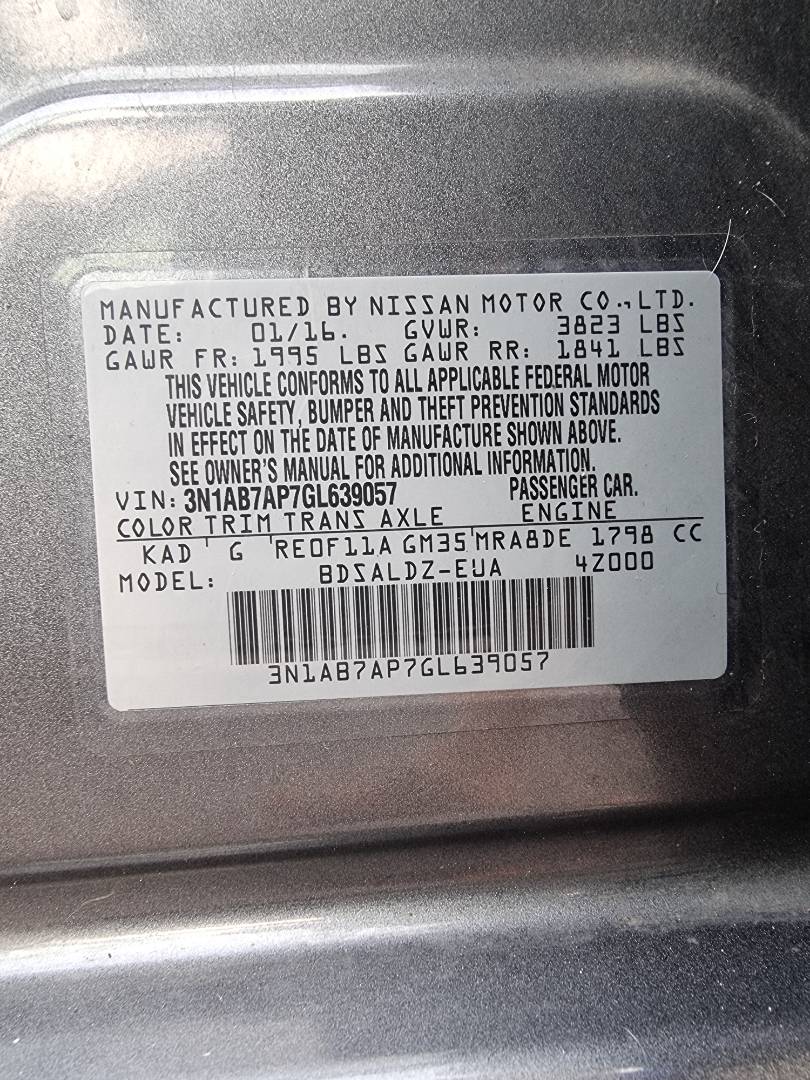 2016 NISSAN SENTRA — 176781 Miles — Lot 125487 — Ind. 12 - Marhaba Auctions Used Cars - Image 9