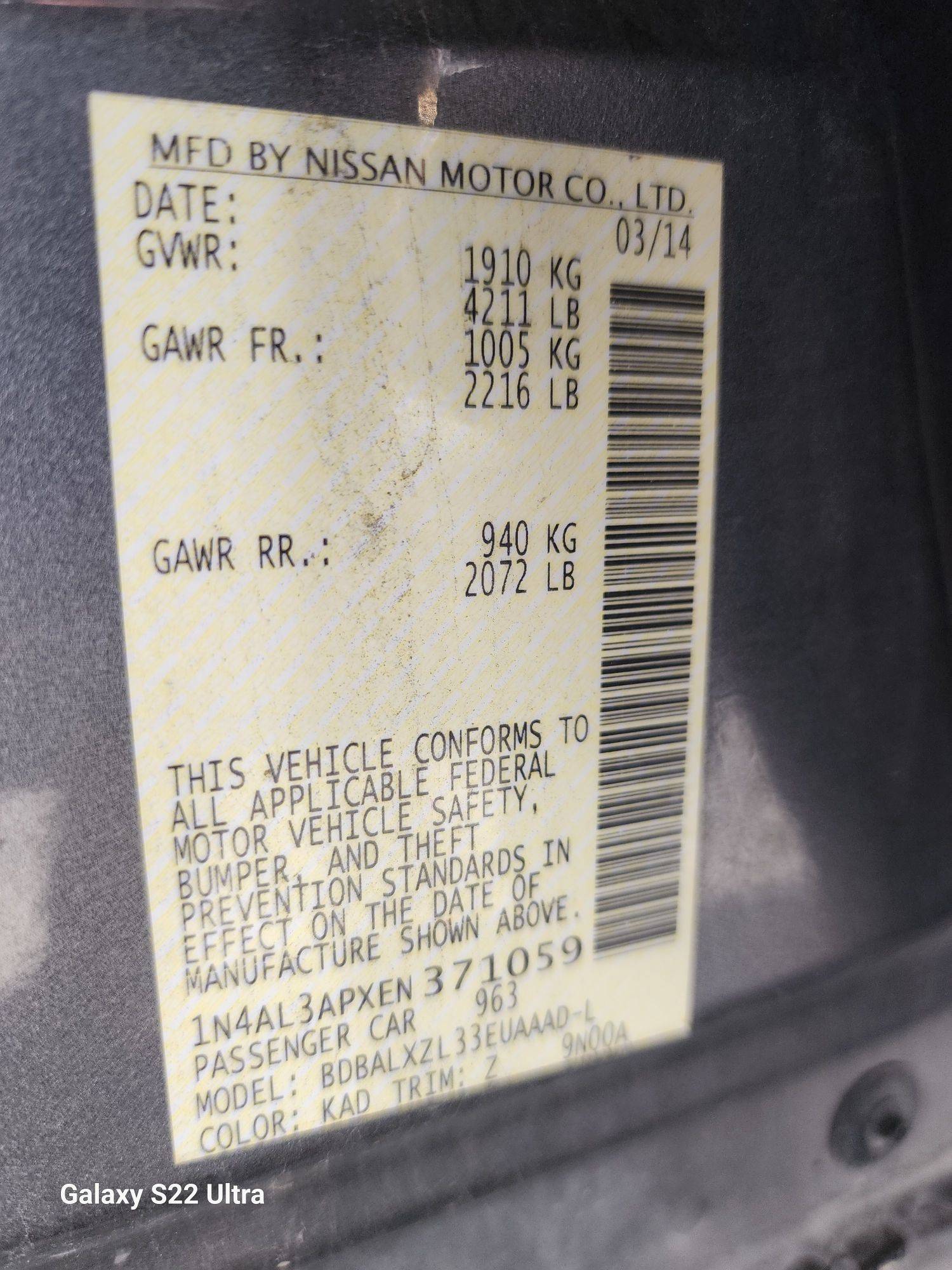2014 NISSAN ALTIMA — 159906 Miles — Lot 71059 - Marhaba Auctions Used Cars - Image 5