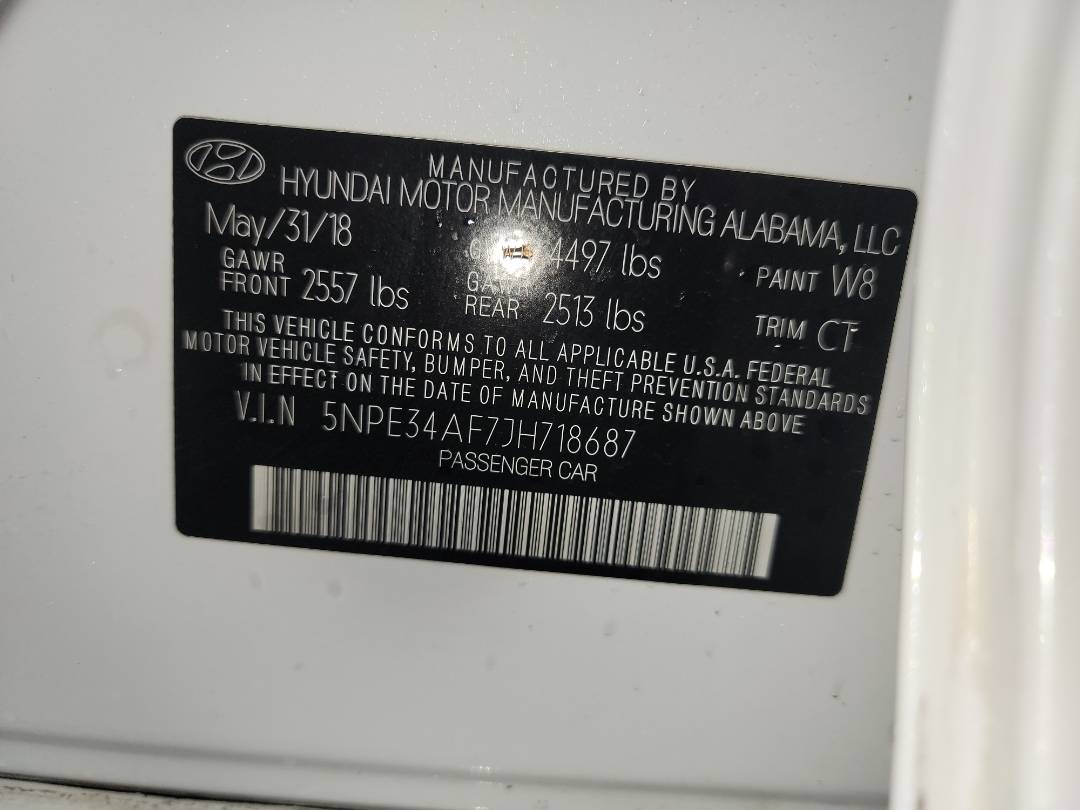 2018 HYUNDAI SONATA — 160774 Miles — Lot H718687 - Marhaba Auctions Used Cars - Image 10