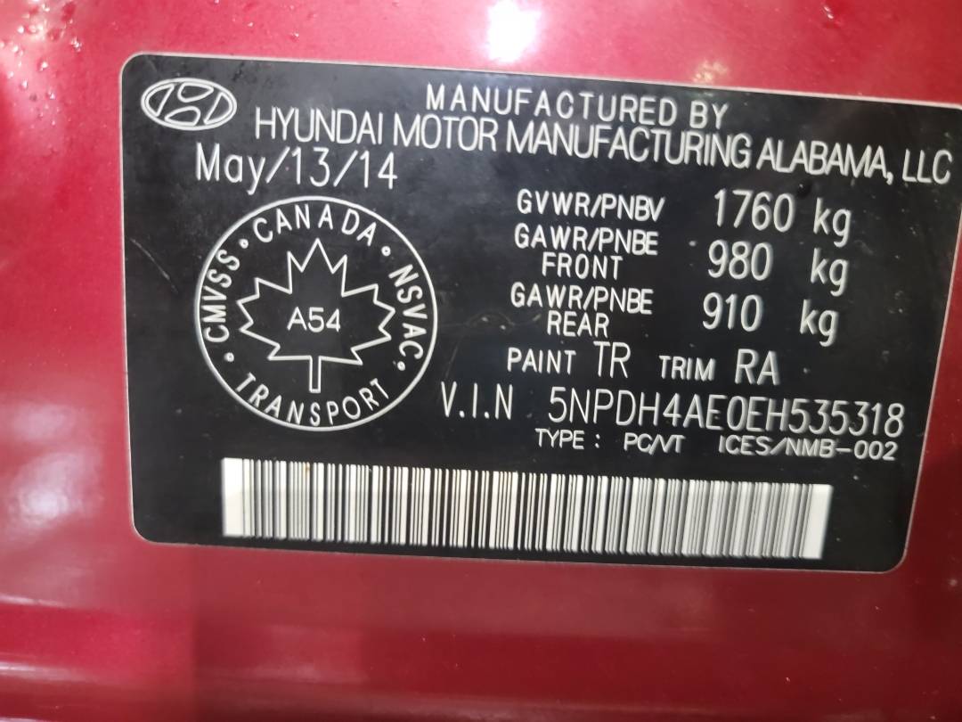 2014 HYUNDAI ELANTRA — 153318 KM — Lot 535318 — Main - Marhaba Auctions Used Cars - Image 9