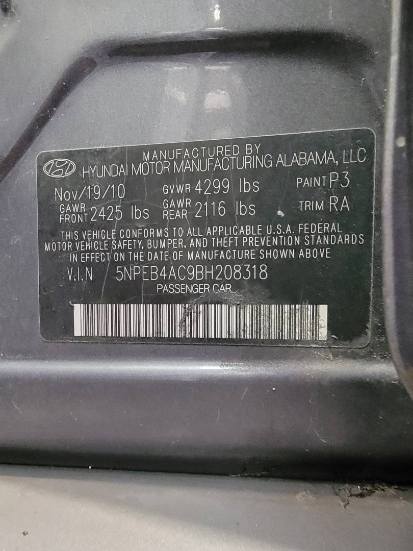 2011 HYUNDAI SONATA — 231667 Miles — Lot 208318 — Main - Marhaba Auctions Used Cars - Image 3