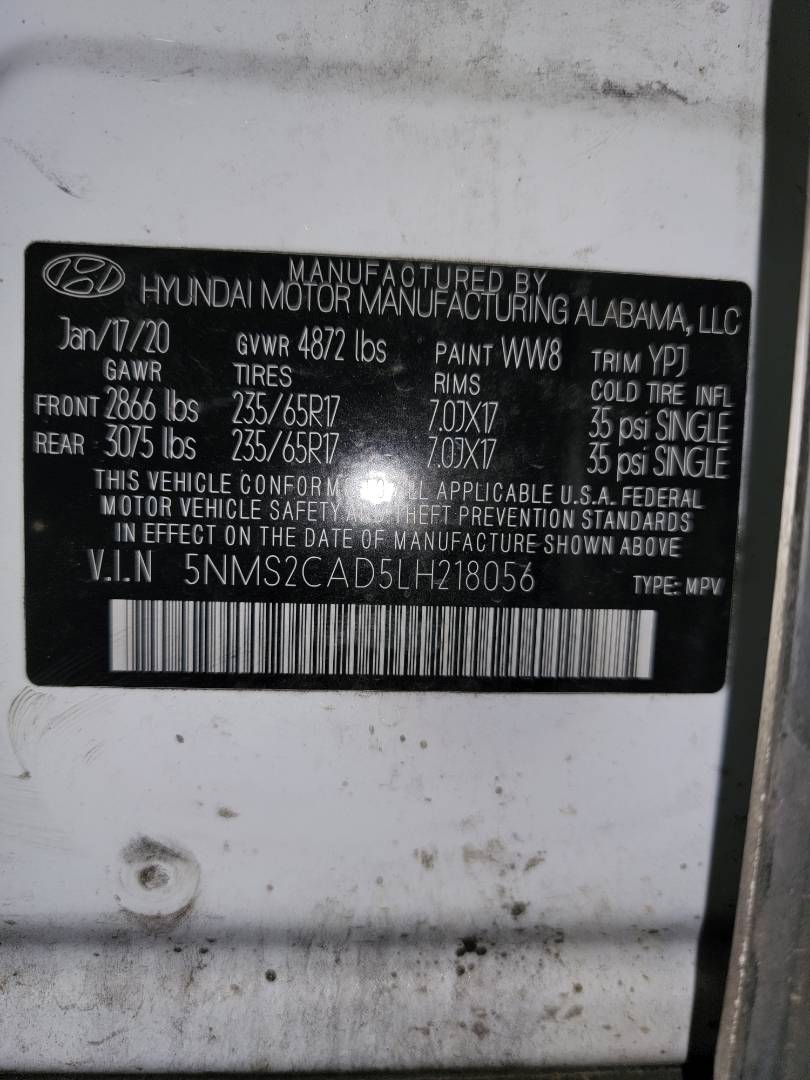 2020 HYUNDAI SANTA FE — 66330 Miles — Lot 77097183 - Marhaba Auctions Used Cars - Image 10