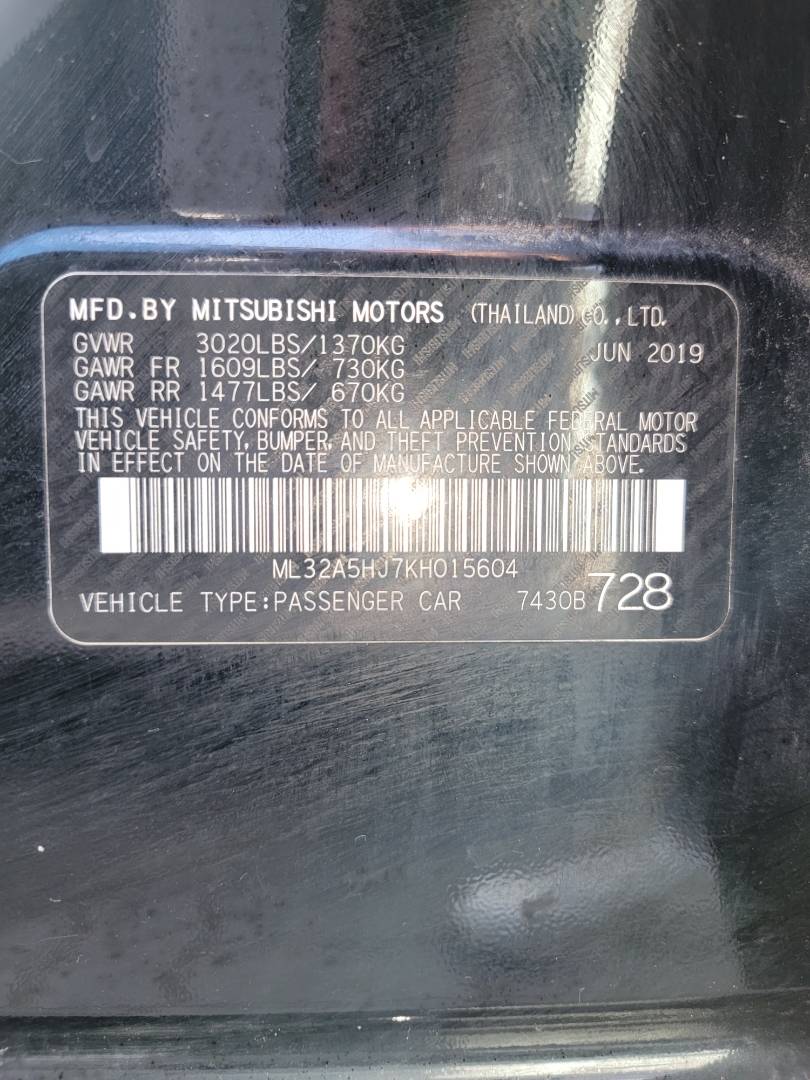 2019 MITSUBISHI MIRAGE — 89110 Miles — Lot 71193223 - Marhaba Auctions Used Cars - Image 9