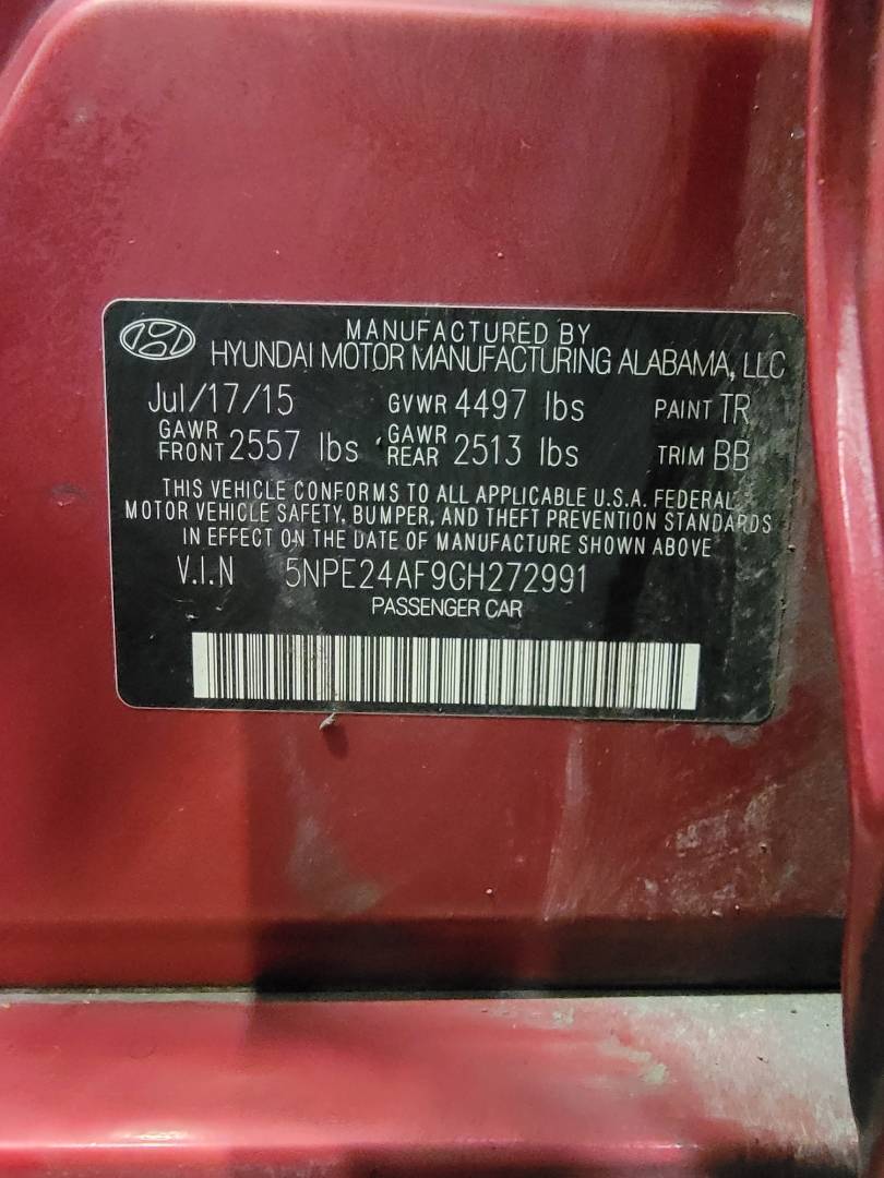2016 HYUNDAI SONATA — 109555 Miles — Lot 63096034 — Main - Marhaba Auctions Used Cars - Image 10