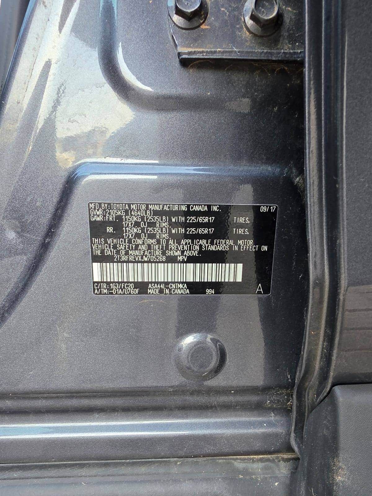 2018 TOYOTA RAV4 — 156696 Miles — Lot XJW705268 — Oman Yard - Marhaba Auctions Used Cars - Image 10