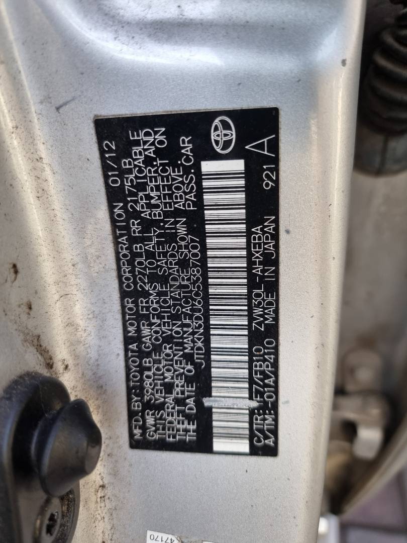 2012 TOYOTA PRIUS — 241621 Miles — Lot 387007 — Ind. 12 - Marhaba Auctions Used Cars - Image 9