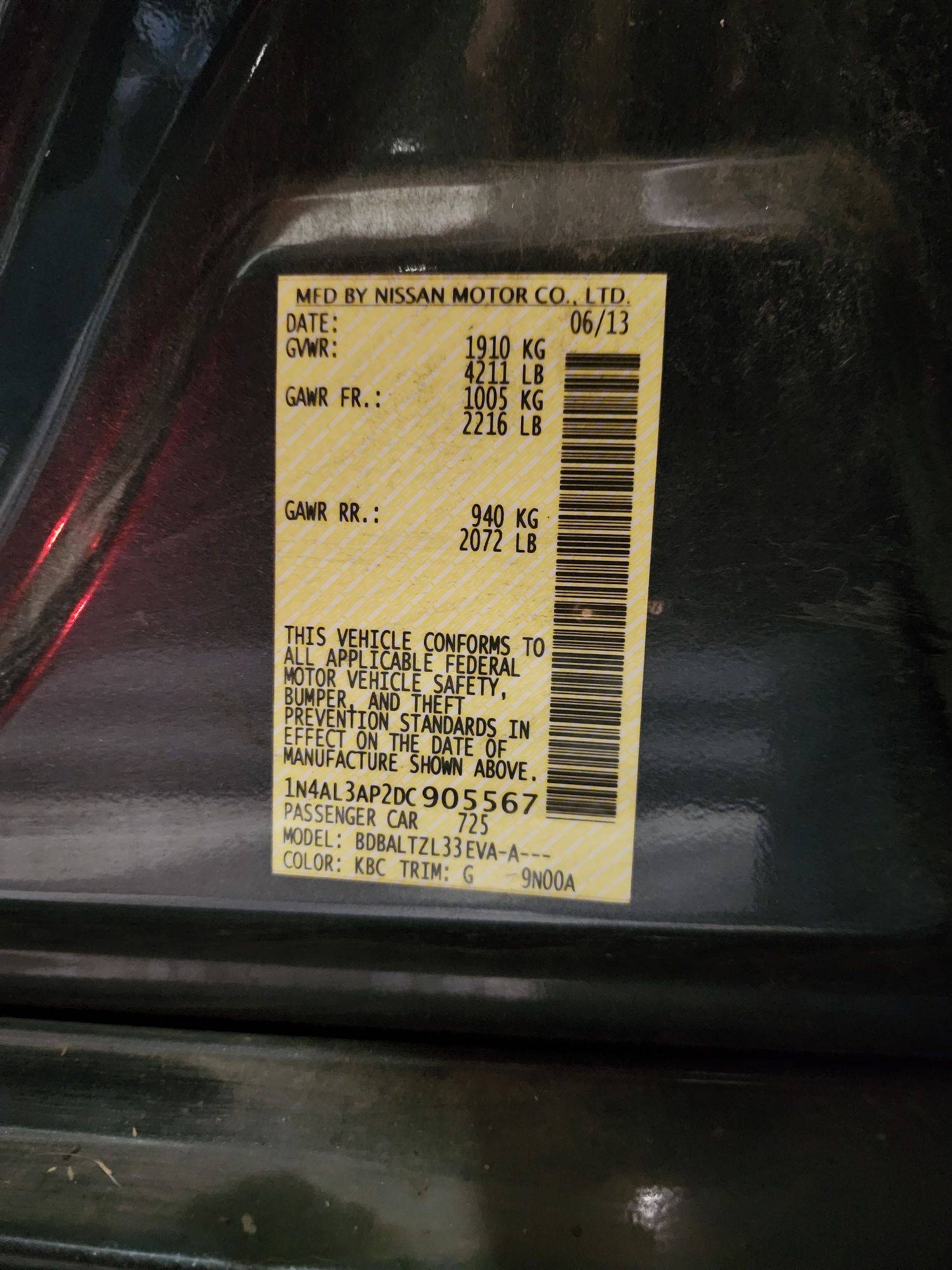 2013 NISSAN ALTIMA — 164516 Miles — Lot 905567 — Al Quoz - Marhaba Auctions Used Cars - Image 10