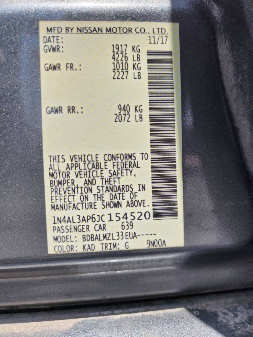 2018 NISSAN ALTIMA — 102358 Miles — Lot 38334668 - Marhaba Auctions Used Cars - Image 3