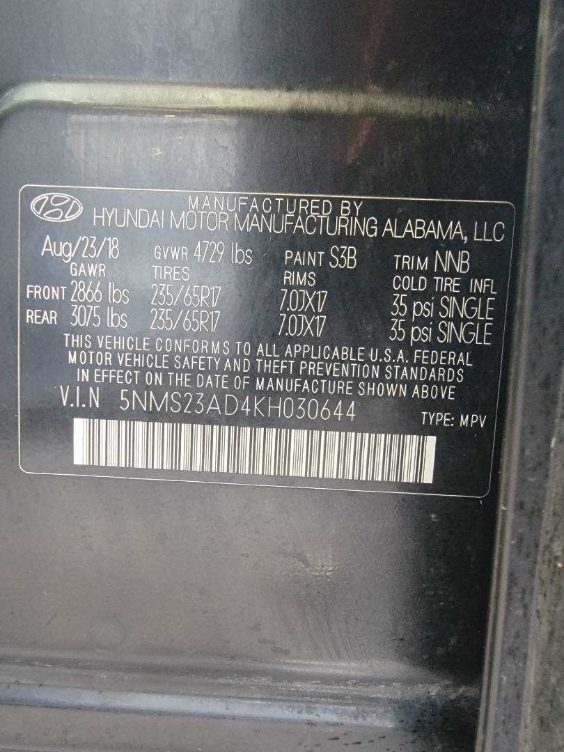 2019 HYUNDAI SANTA FE — 131472 Miles — Lot H030644 — Main - Marhaba Auctions Used Cars - Image 10