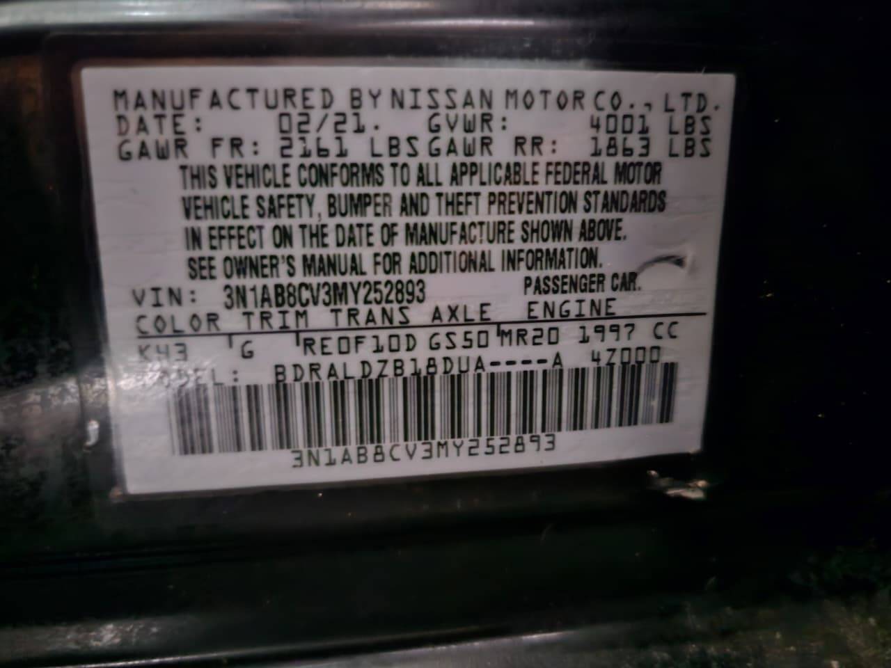 2021 NISSAN SENTRA — 49299 Miles — Lot V3MY252893 — Main - Marhaba Auctions Used Cars - Image 11