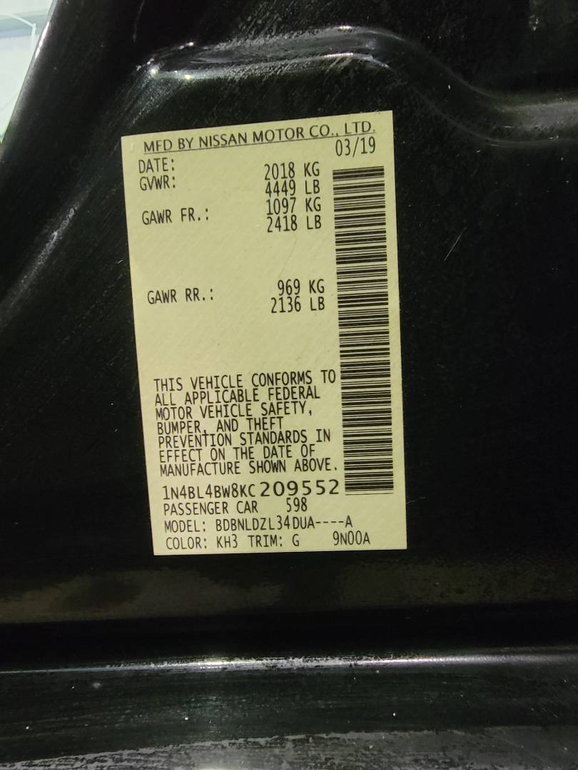 2019 NISSAN ALTIMA — 90011 Miles — Lot 209552 — Main - Marhaba Auctions Used Cars - Image 10