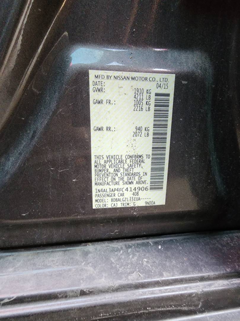 2015 NISSAN ALTIMA — 150597 Miles — Lot 38369237 - Marhaba Auctions Used Cars - Image 4