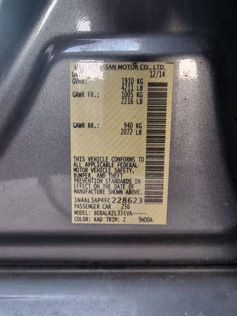 2015 NISSAN ALTIMA — 177044 Miles — Lot 228623 — Ind. 12 - Marhaba Auctions Used Cars - Image 8