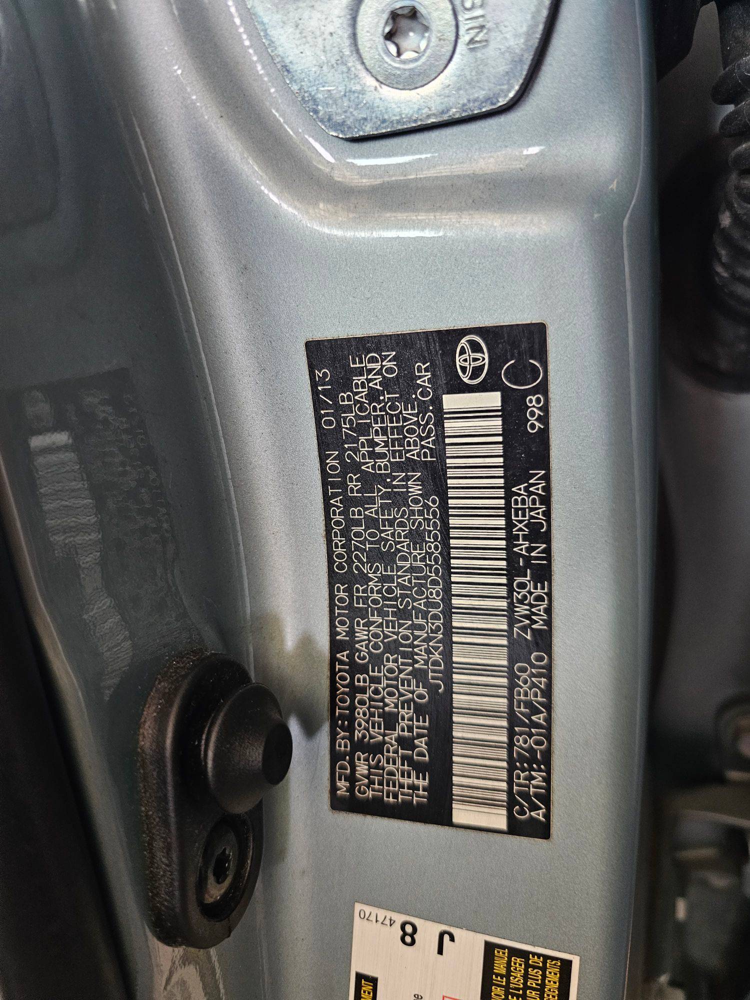 2013 TOYOTA PRIUS — 102963 Miles — Lot U8D5585556 — Souq - Marhaba Auctions Used Cars - Image 9
