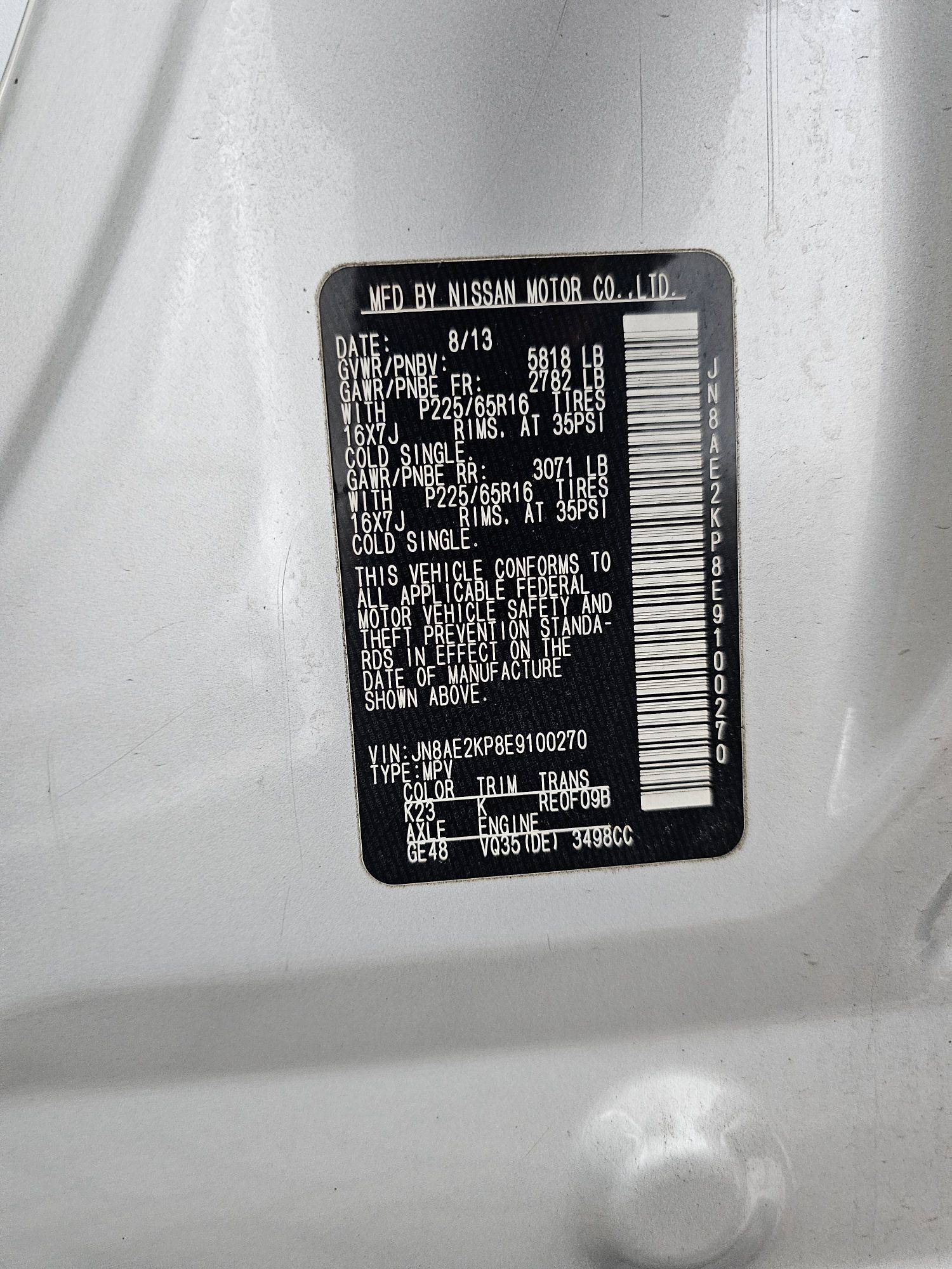2014 NISSAN QUEST — 205624 Miles — Lot E9100270 — Souq - Marhaba Auctions Used Cars - Image 10