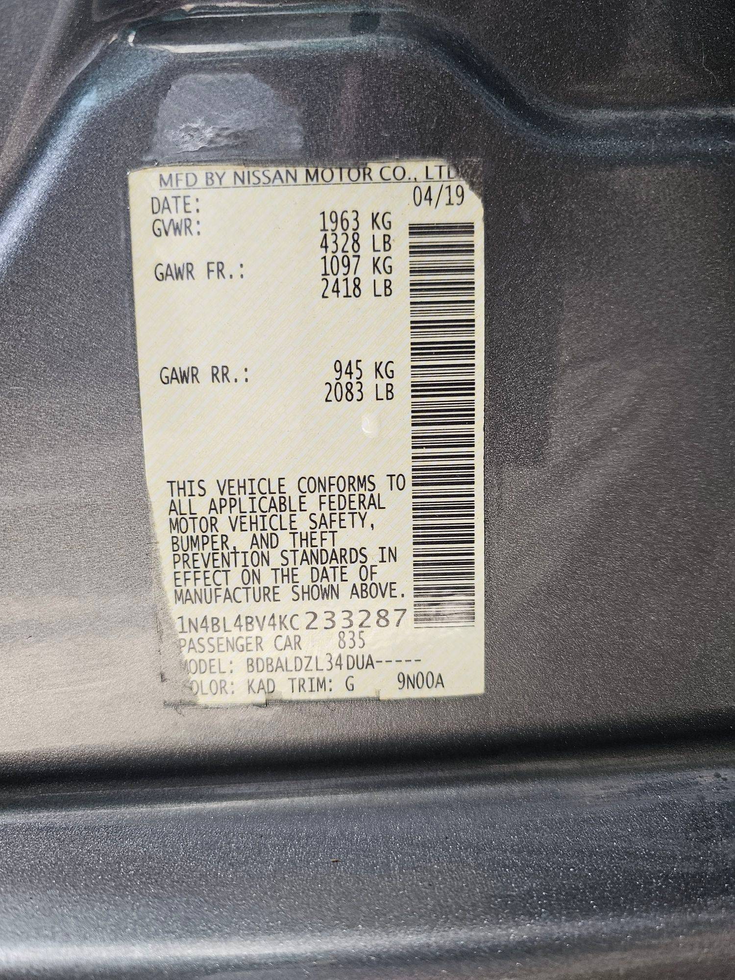 NISSAN ALTIMA 2019 - Marhaba Auction Used Cars - Image 8