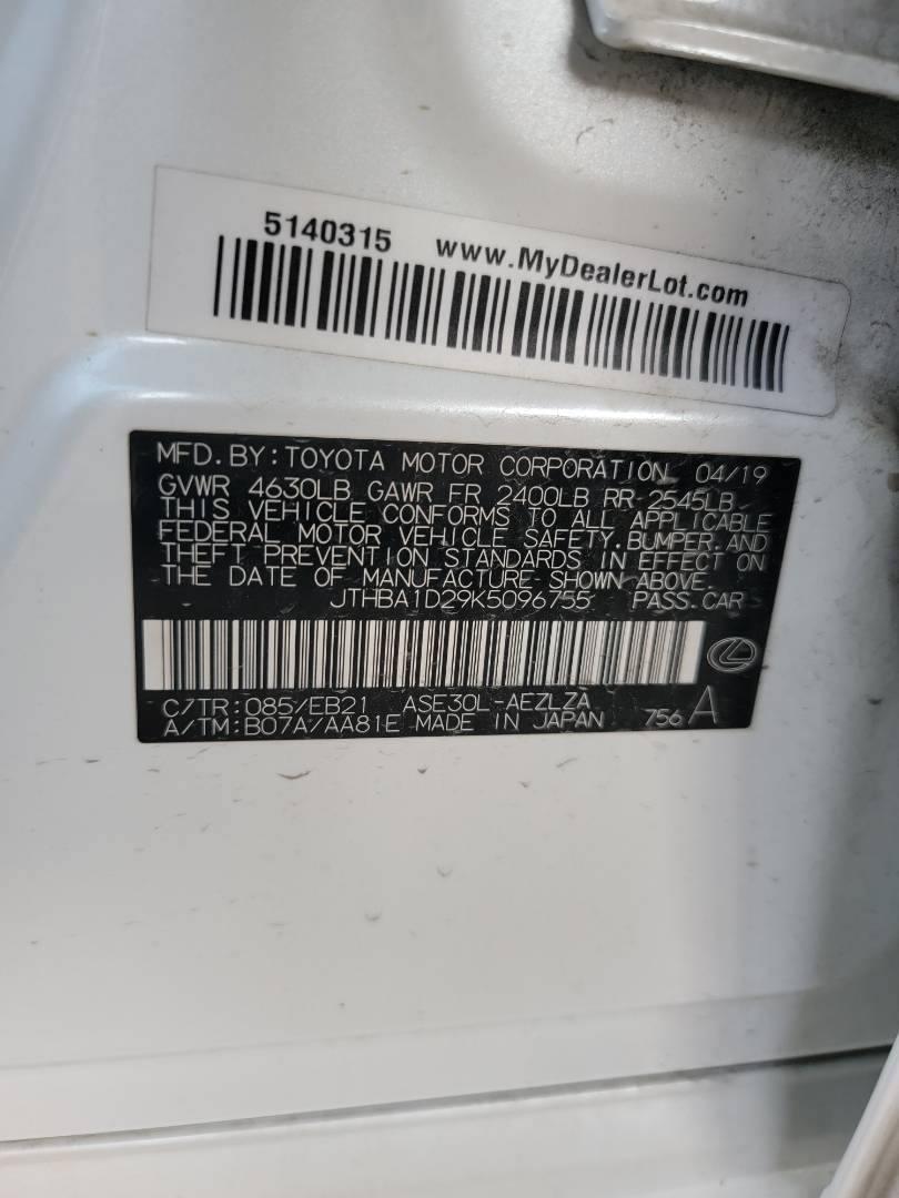 2019 LEXUS IS 300 — 81244 Miles — Lot K5096755 — Main - Marhaba Auctions Used Cars - Image 10