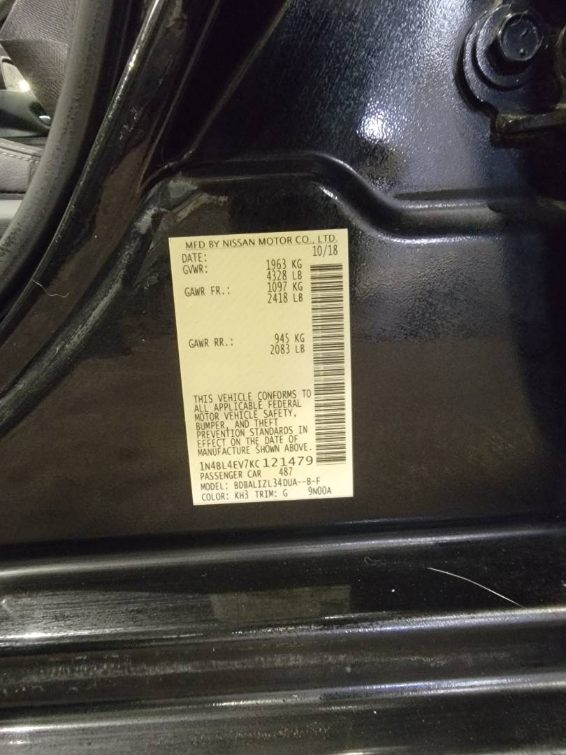 2019 NISSAN ALTIMA — 72341 Miles — Lot KC121479 — Main - Marhaba Auctions Used Cars - Image 9