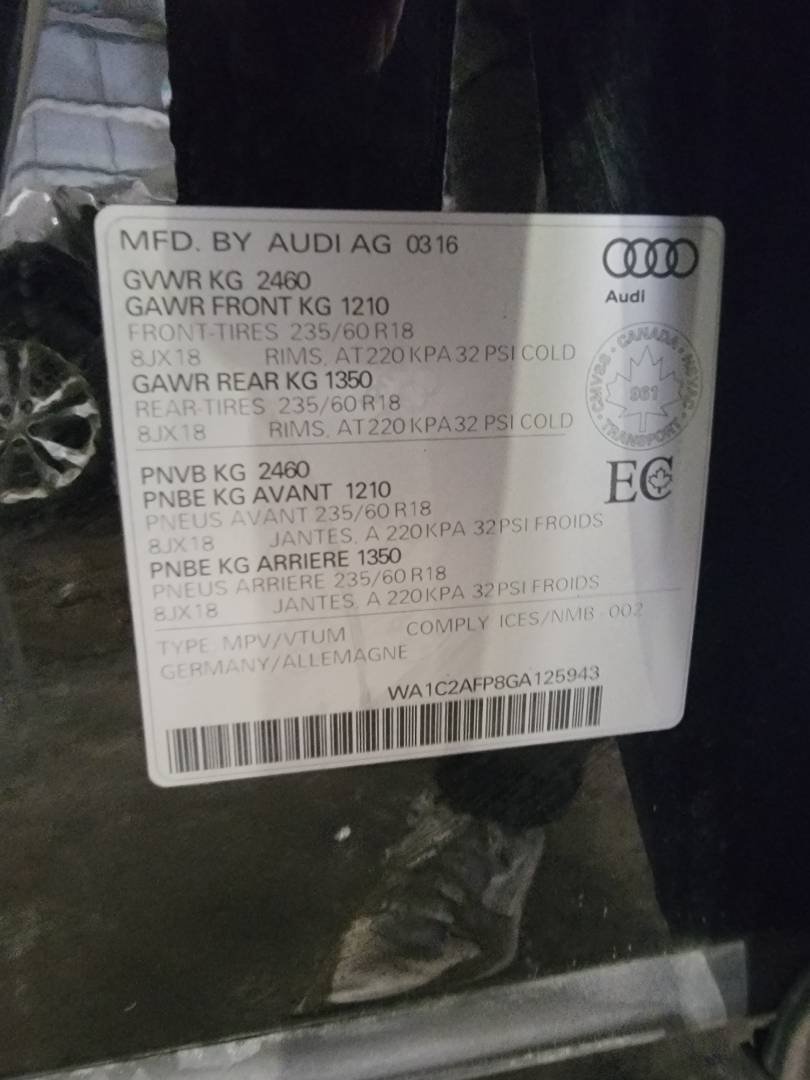 2016 AUDI Q5 — 207331 KM — Lot 125943 — Main - Marhaba Auctions Used Cars - Image 10