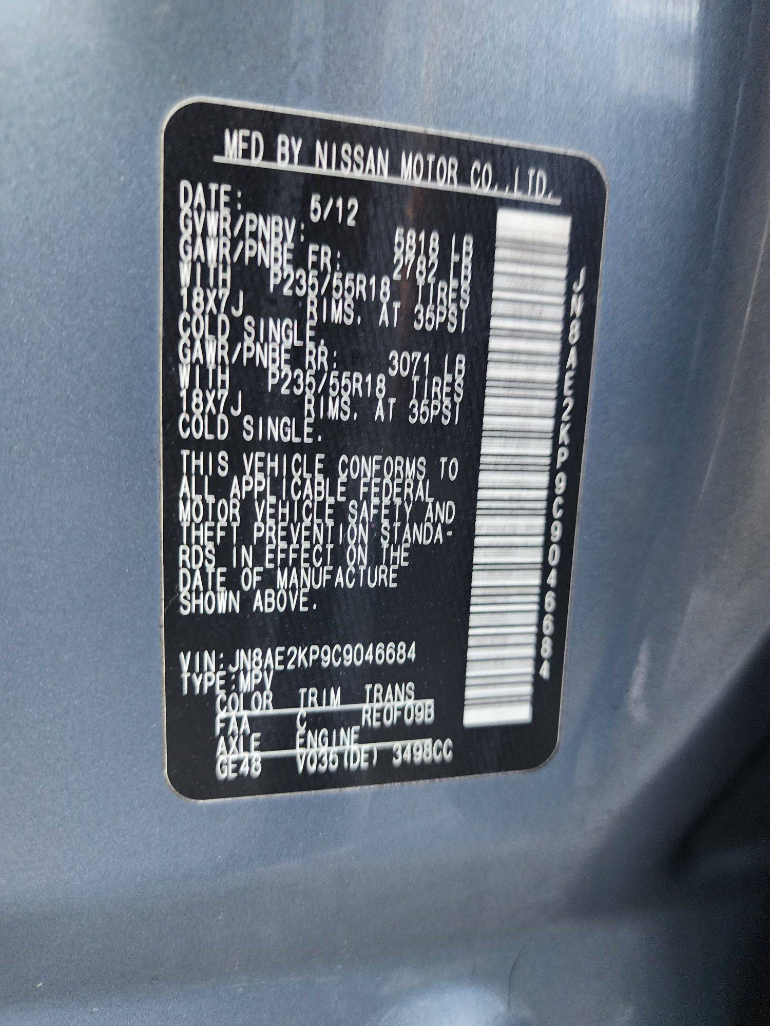 2012 NISSAN QUEST — 170279 Miles — Lot 69619703 - Marhaba Auctions Used Cars - Image 9