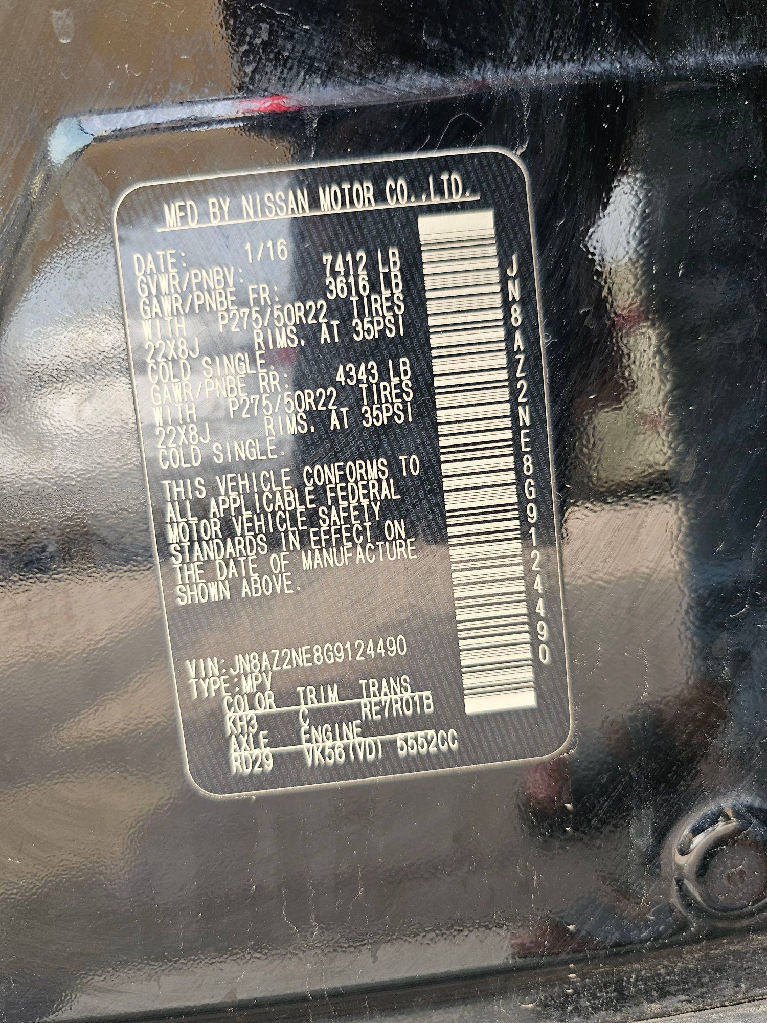 2016 INFINITI QX80 — 173766 Miles — Lot NE8G9124490 — Souq - Marhaba Auctions Used Cars - Image 10