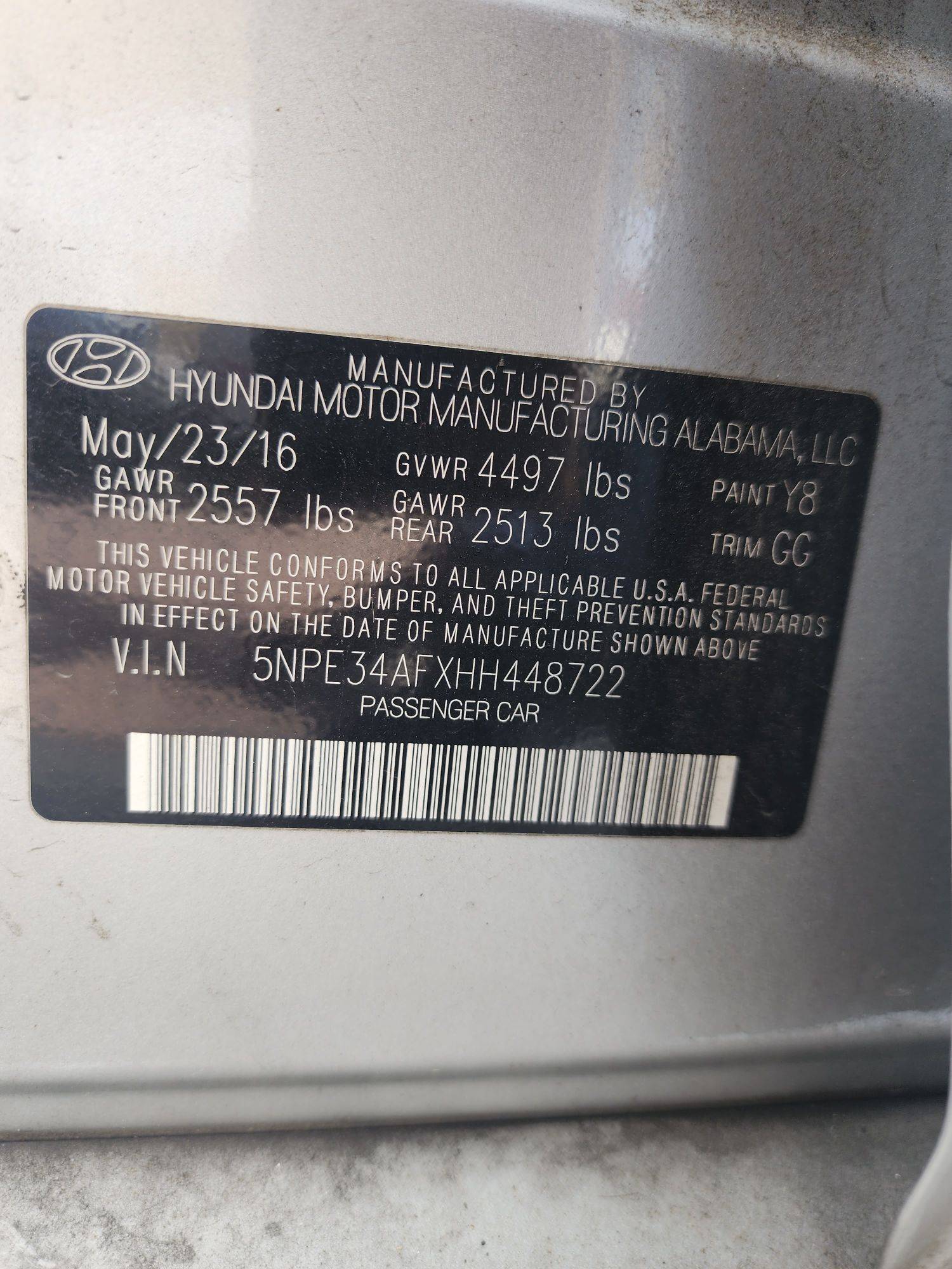 2017 HYUNDAI SONATA — 54985 Miles — Lot 68647513 - Marhaba Auctions Used Cars - Image 3