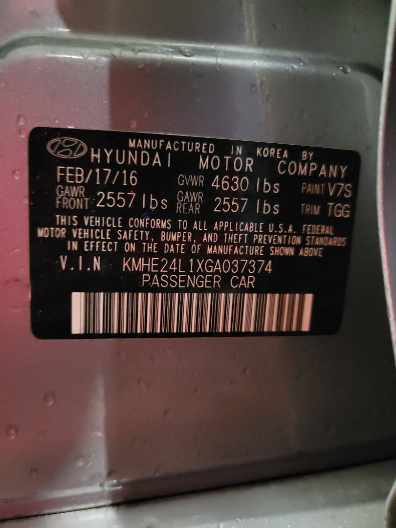 2016 HYUNDAI SONATA — 228622 Miles — Lot A037374 — Main - Marhaba Auctions Used Cars - Image 9