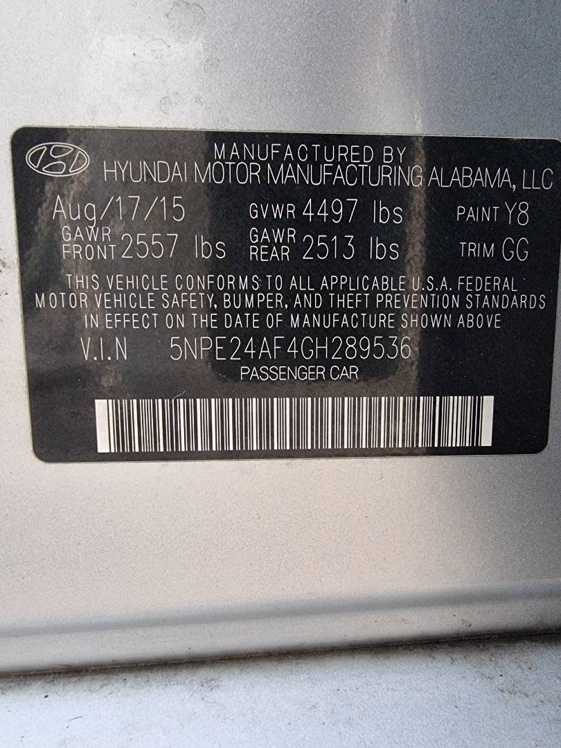 2016 HYUNDAI SONATA — 161358 Miles — Lot 89536 — Ind. 12 - Marhaba Auctions Used Cars - Image 9