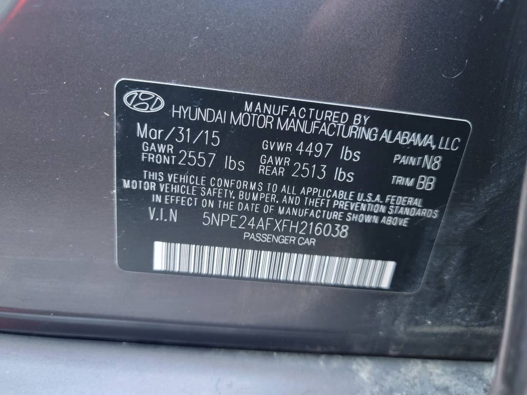 2015 HYUNDAI SONATA — 103714 Miles — Lot 37933115 - Marhaba Auctions Used Cars - Image 10