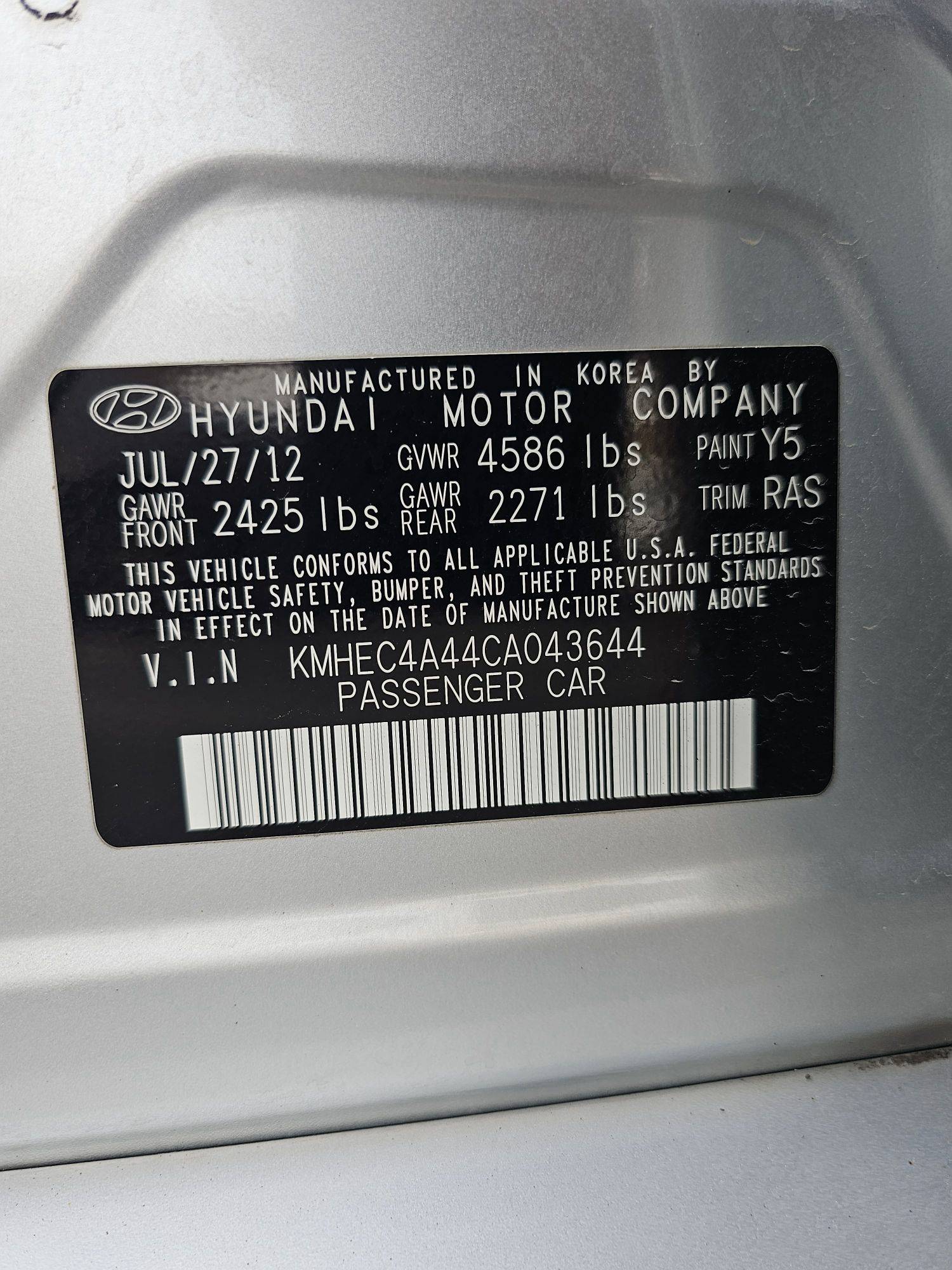 2012 HYUNDAI SONATA — 173096 Miles — Lot 4CA043644 — Souq - Marhaba Auctions Used Cars - Image 9