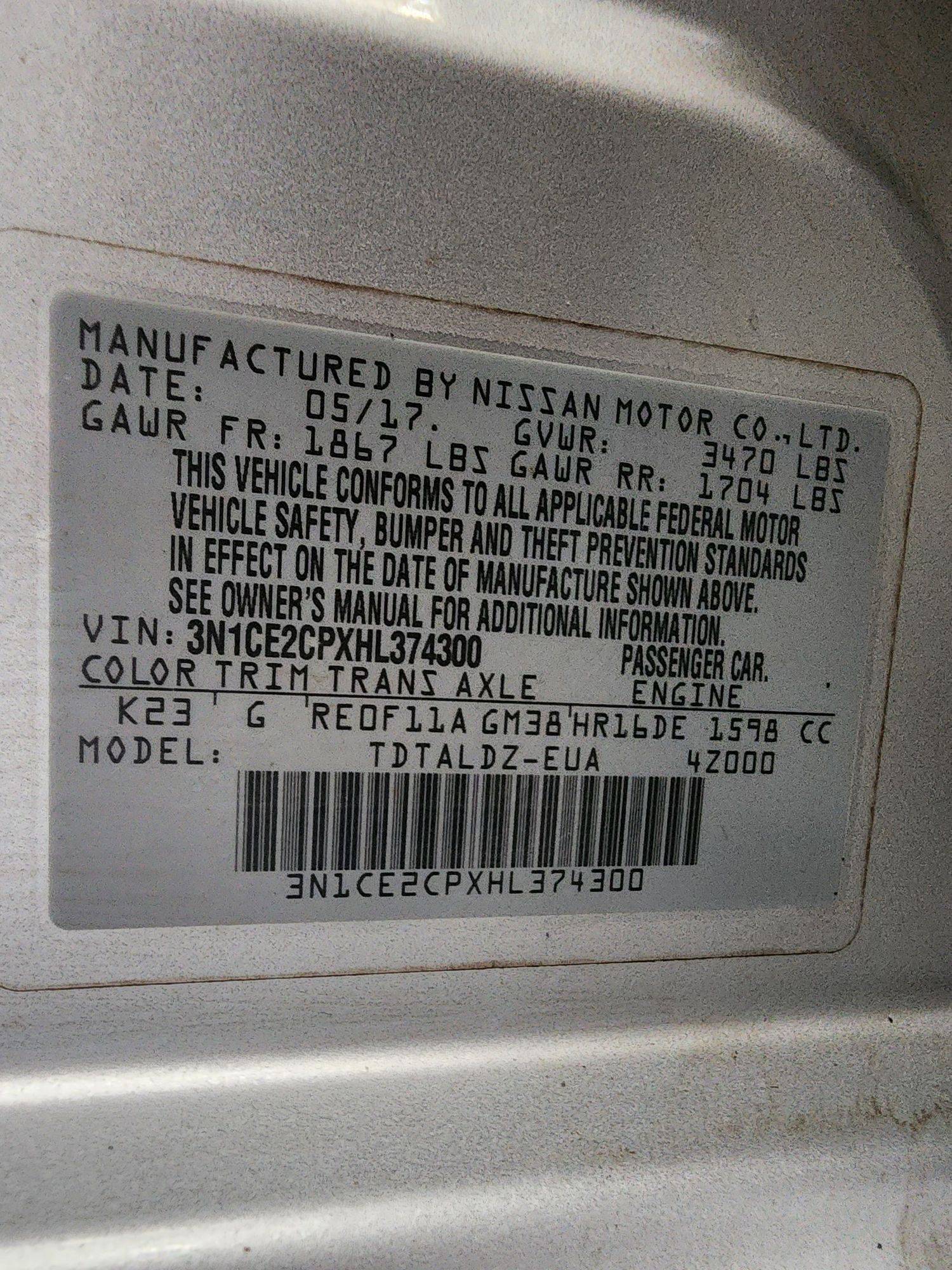 2017 NISSAN VERSA NOTE — 187859 Miles — Lot 236398 — Main - Marhaba Auctions Used Cars - Image 10