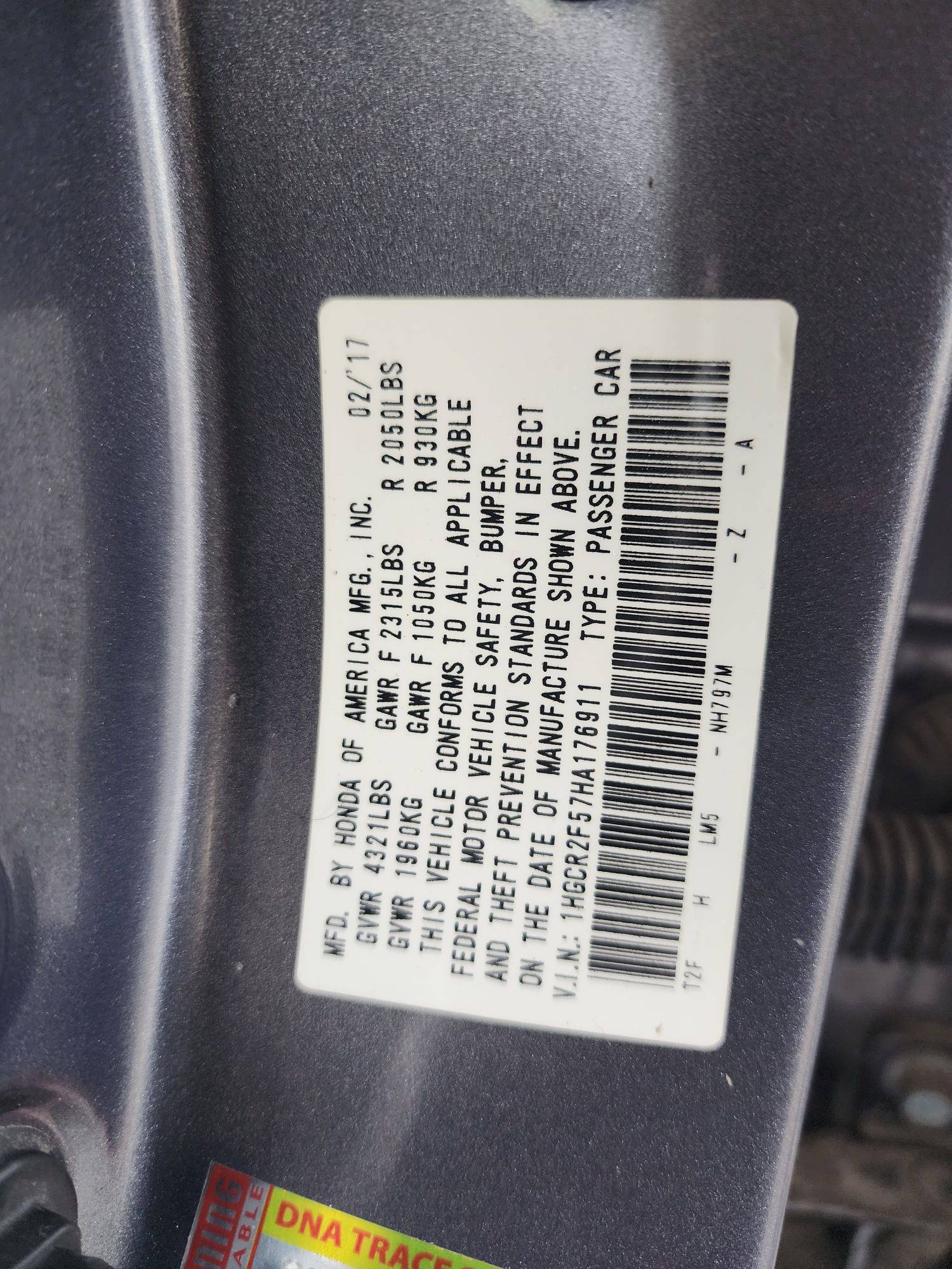 2017 HONDA ACCORD — 95722 Miles — Lot 67501603 - Marhaba Auctions Used Cars - Image 9