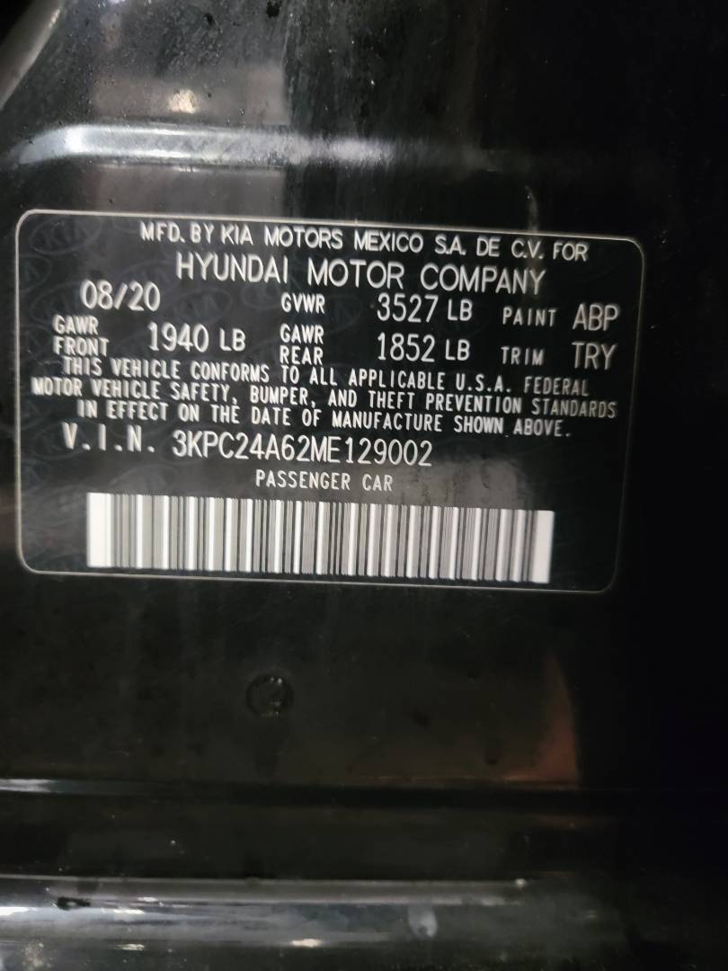 2021 HYUNDAI ACCENT — 69583 Miles — Lot 2ME129002 — Main - Marhaba Auctions Used Cars - Image 8