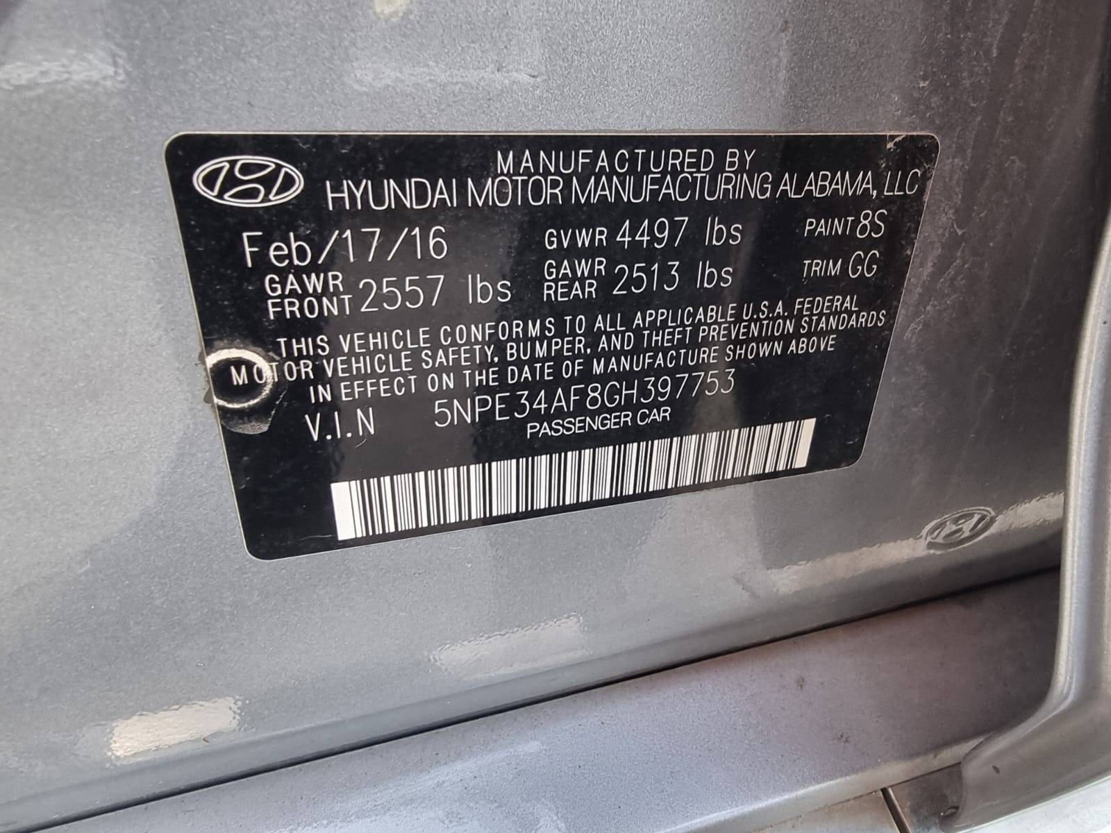 2016 HYUNDAI SONATA SPORT — 118070 Miles — Lot H397753 — Ind. 12 - Marhaba Auctions Used Cars - Image 9