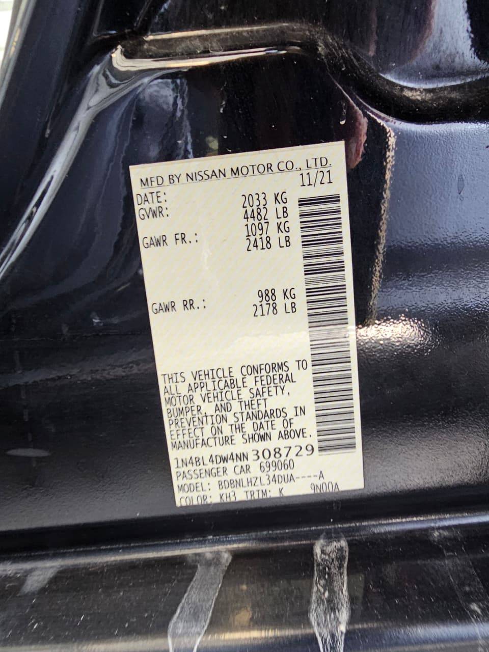 2022 NISSAN ALTIMA — 106416 Miles — Lot N308729 — Main - Marhaba Auctions Used Cars - Image 9