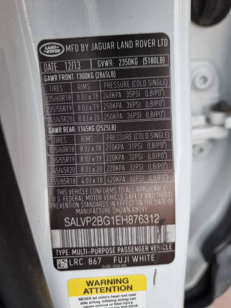 LAND ROVER RANGE ROVER EVOQUE 2014 - Marhaba Auction Used Cars - Image 9