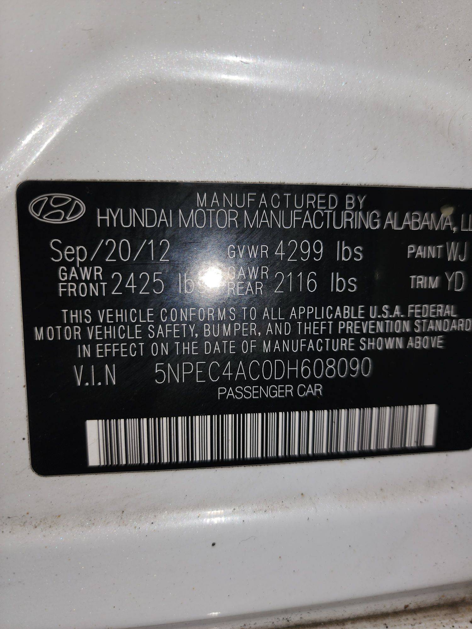 2013 HYUNDAI SONATA — 164515 Miles — Lot 608090 — Al Quoz - Marhaba Auctions Used Cars - Image 11